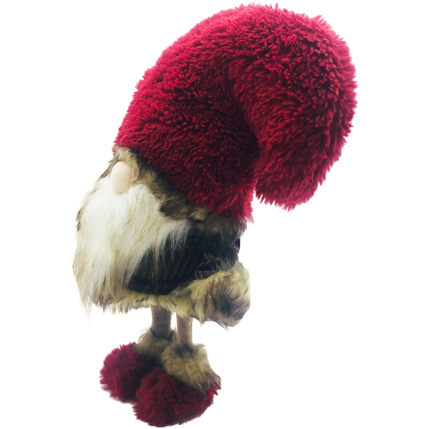 Big Red Fur Hat Cheetah Coat Gnome