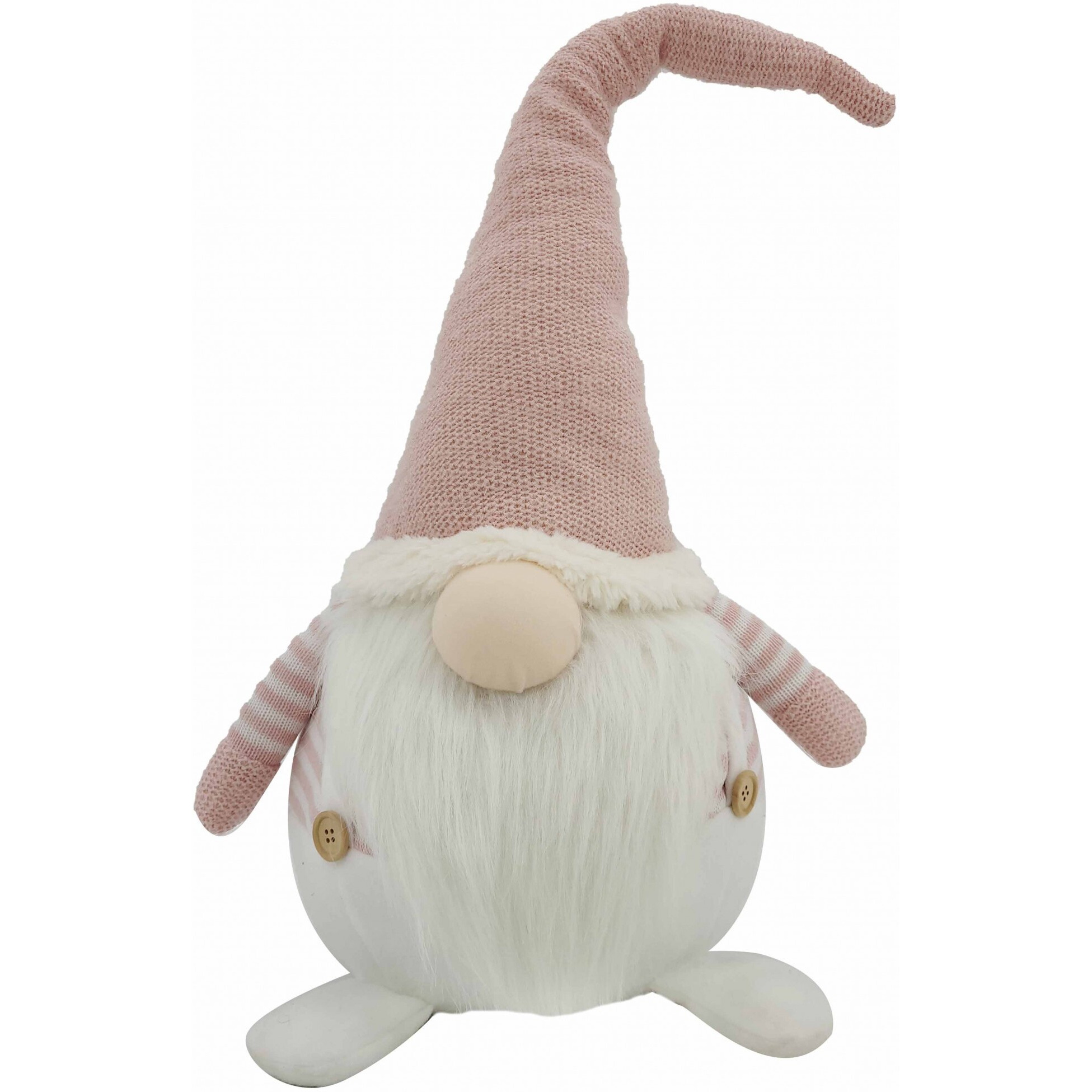 White And Pink Stripe Chubby Gnome