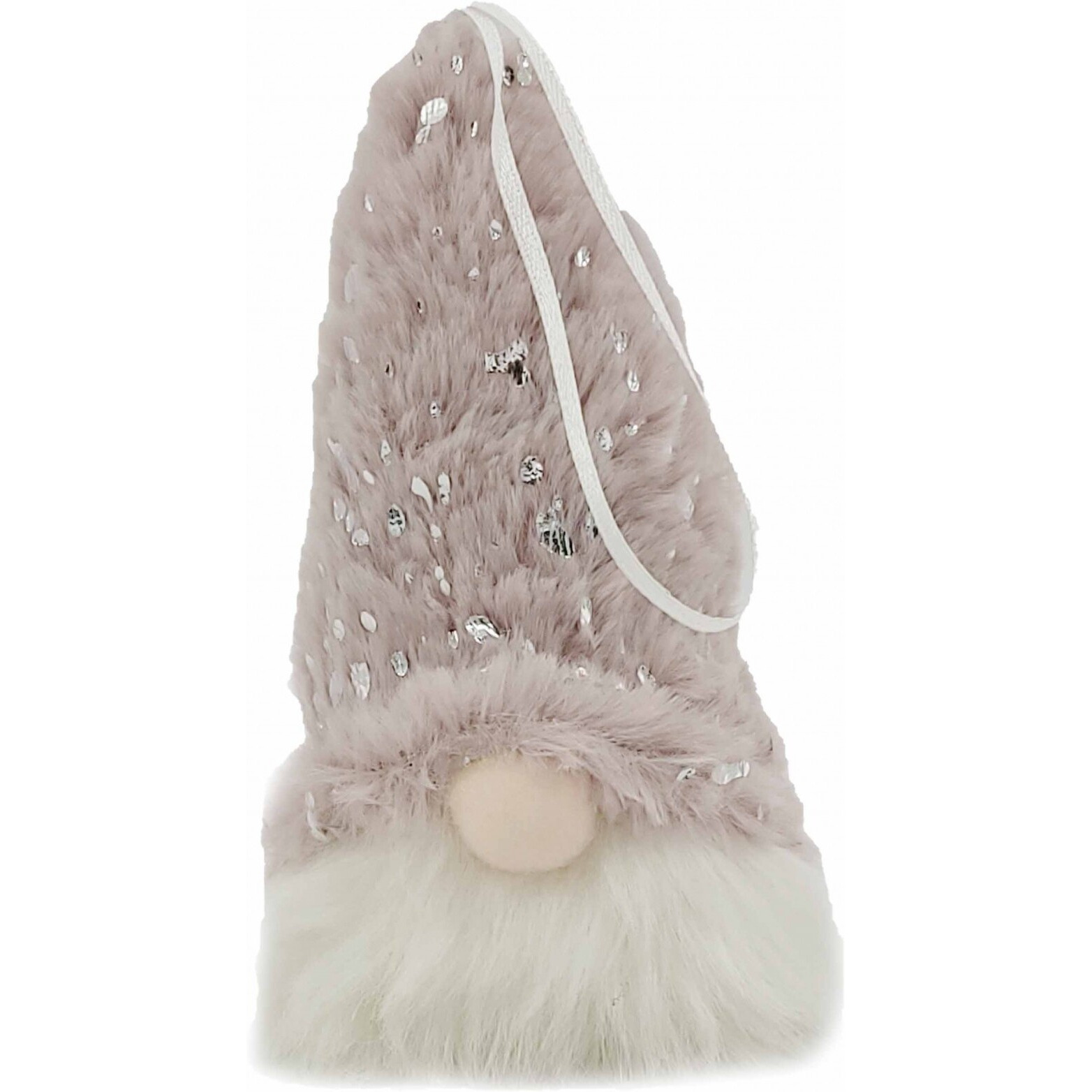 Fluffy Pink And Silver Hanging Light Up Gnome