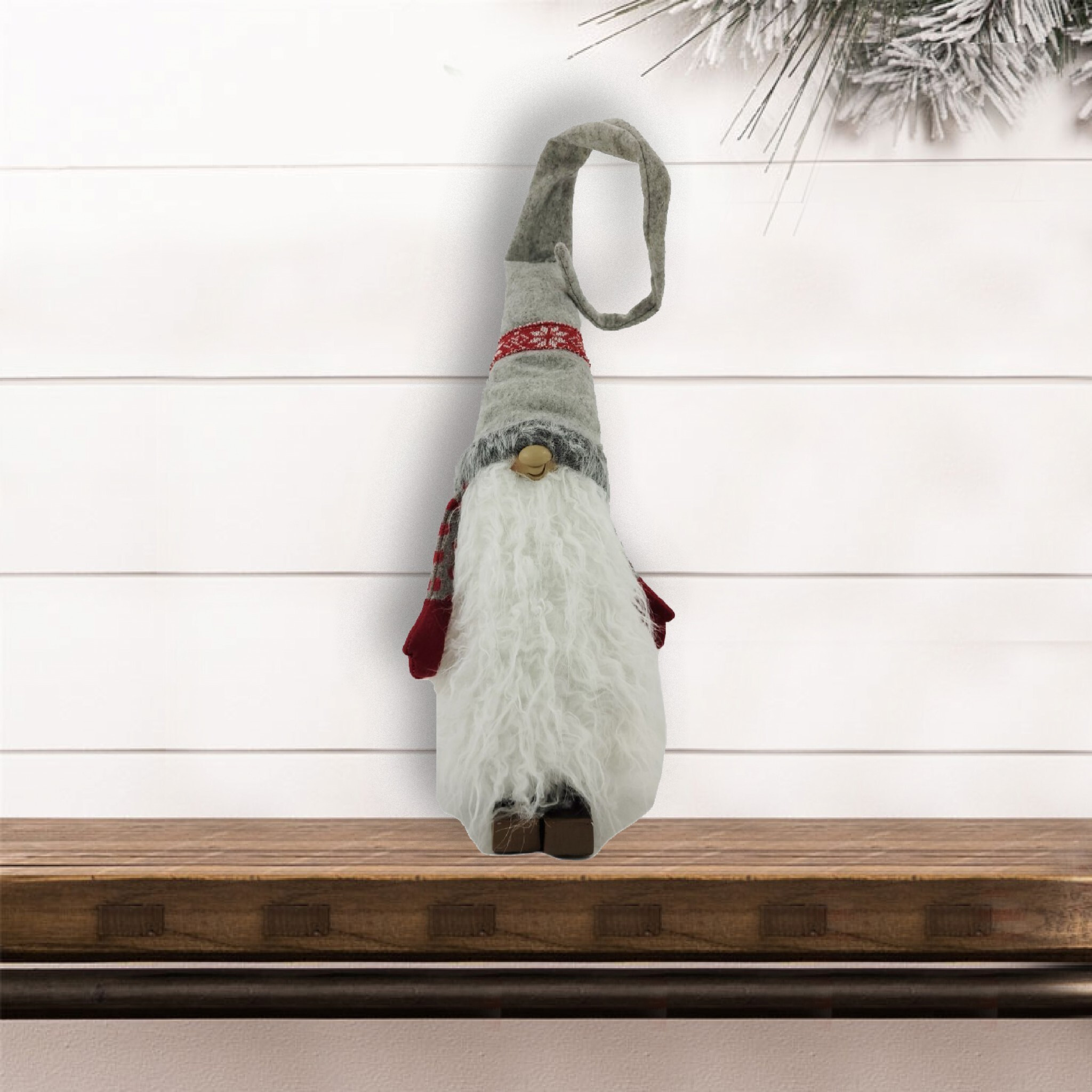 Red And Grey Winter Gnome With Snowflakes