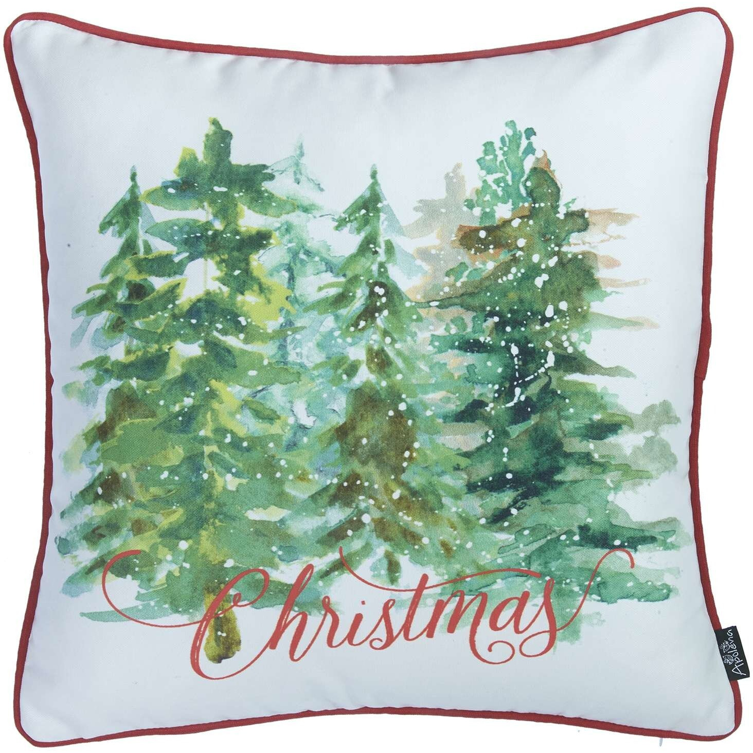 Snowy Christmas Trees Printed Throw Pillow