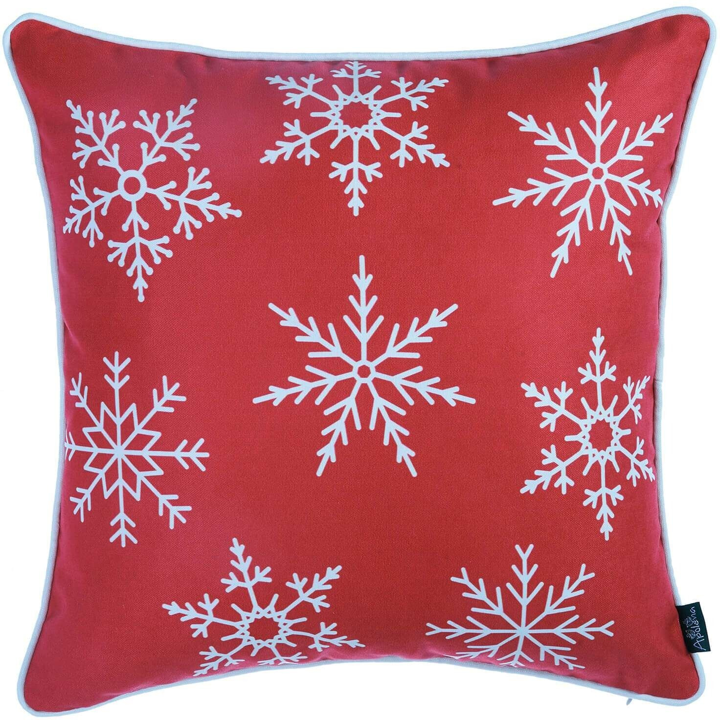 Red And White Snowflakes Throw Pillow