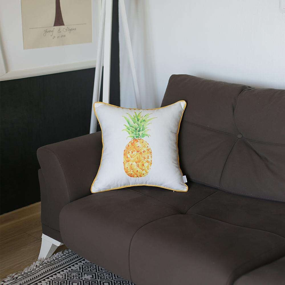 Orange And White Printed Pineapple Throw Pillow