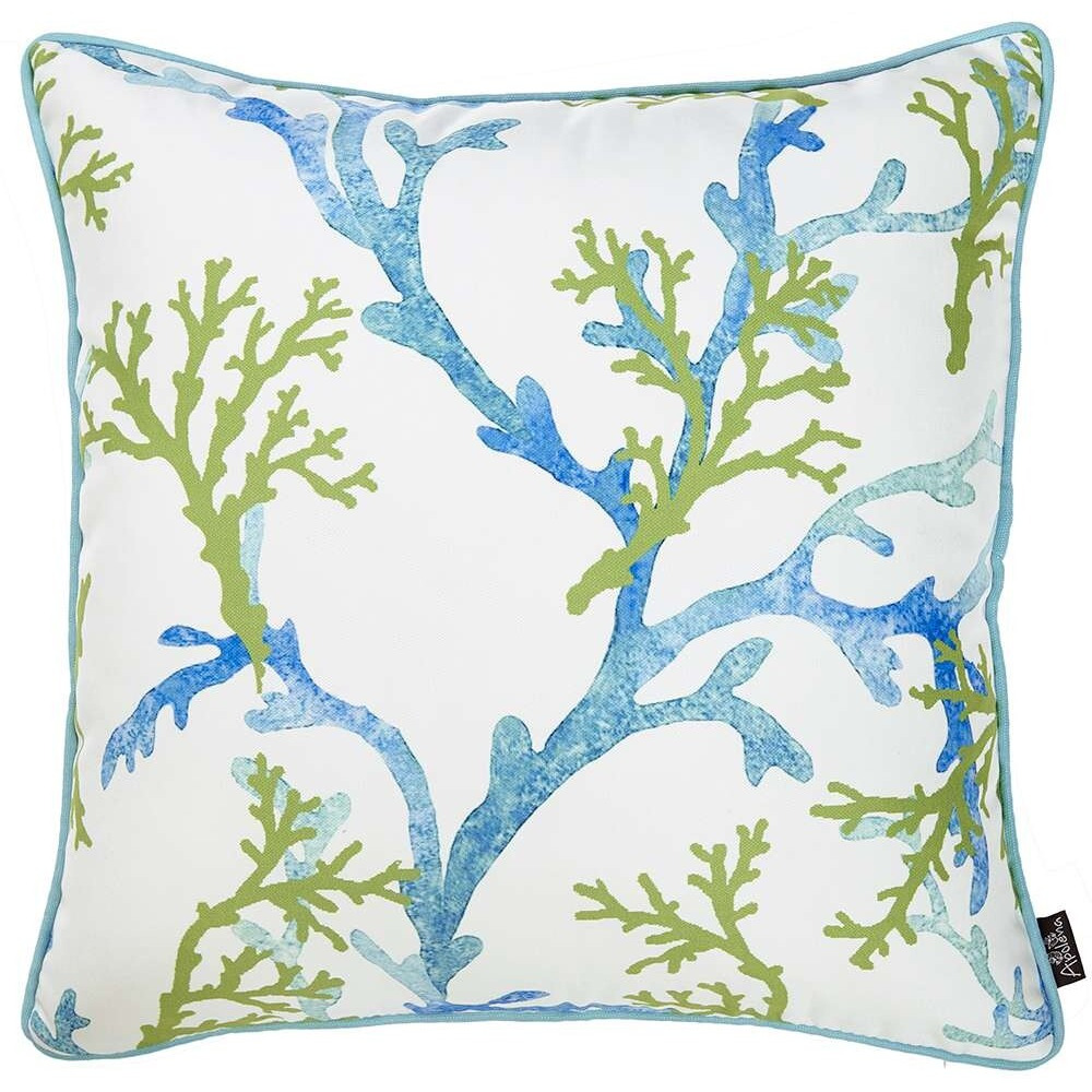 Blue And White Coral Marine Throw Pillow