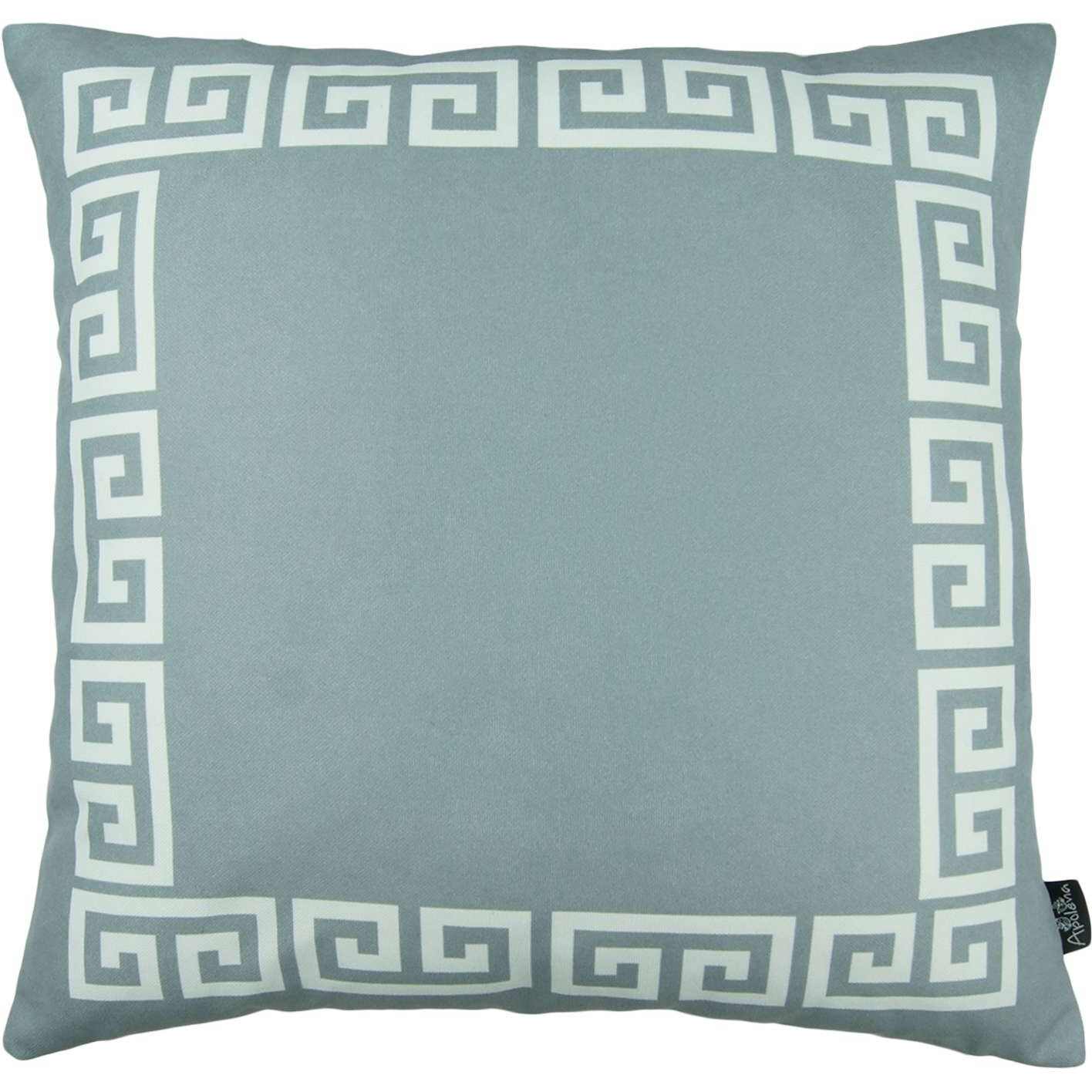 Gray And White Greek Key Bordered Throw Pillow