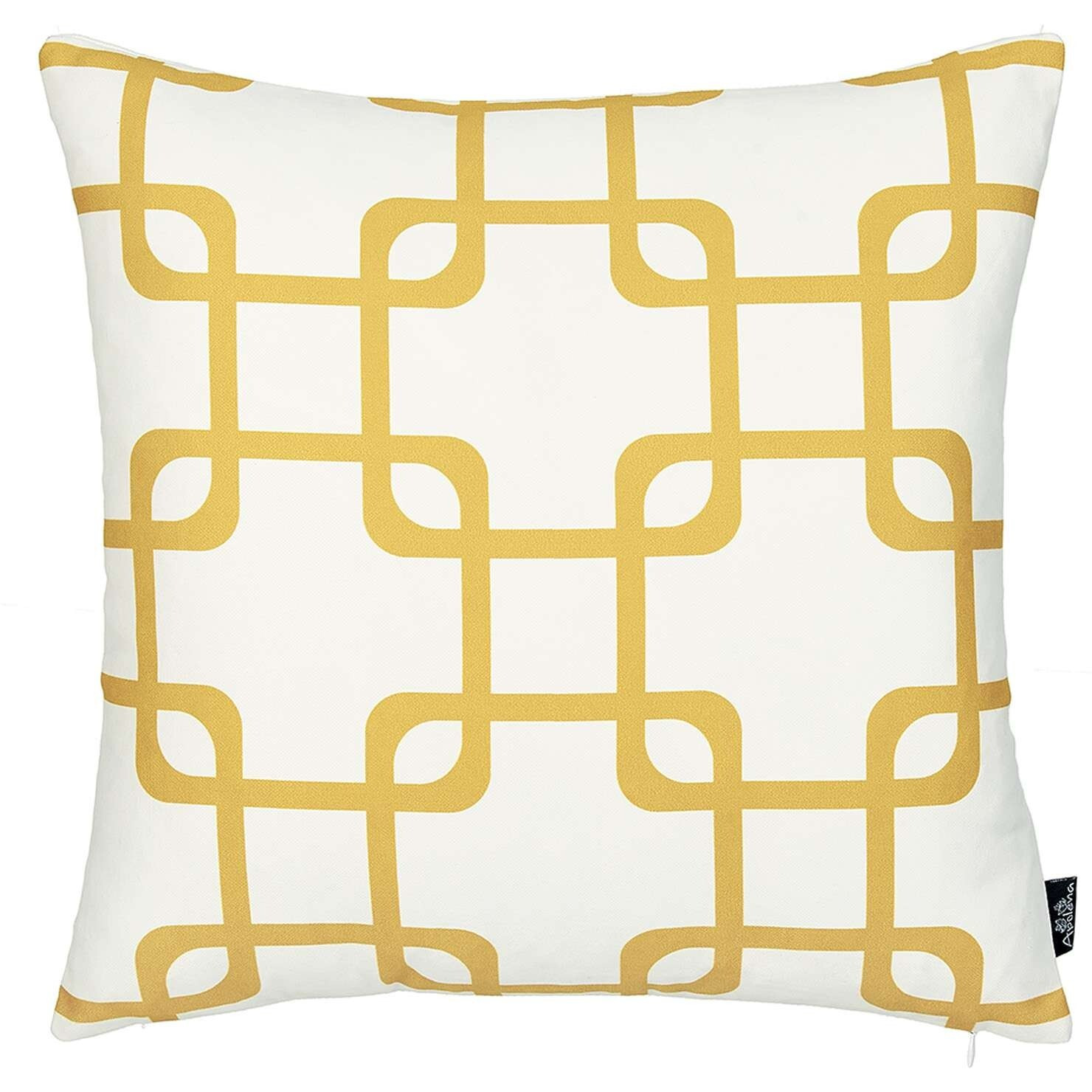 Yellow And White Grid Geometric Throw Pillow