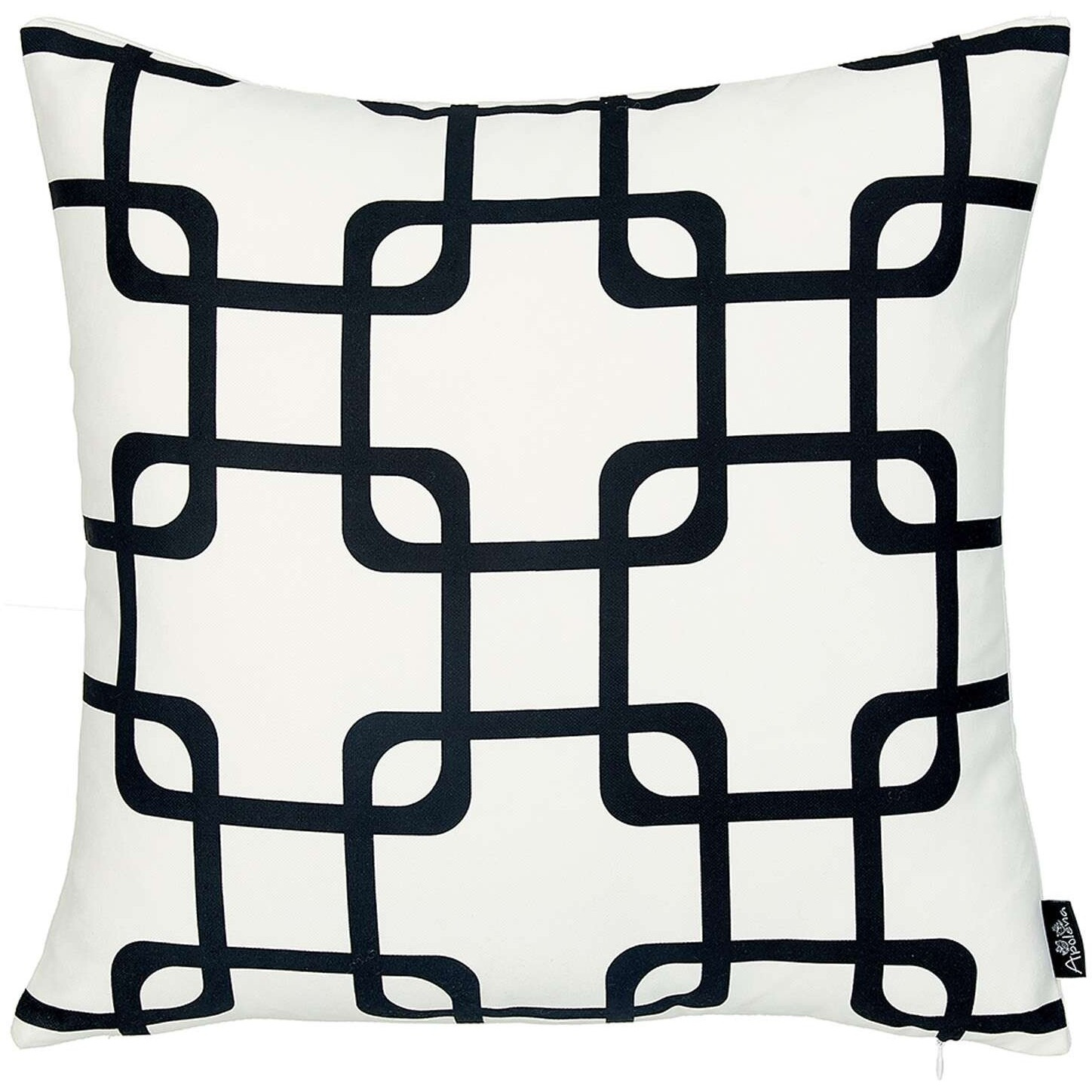 Black And White Grid Geometric Throw Pillow