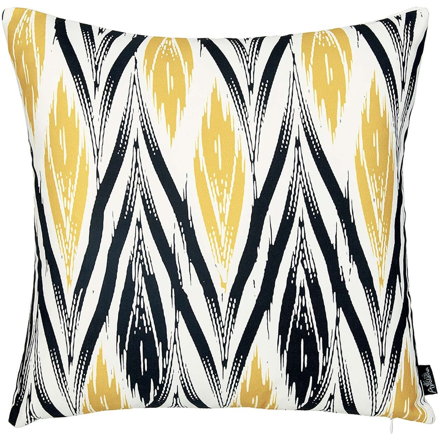Black And Yellow Zigzag Geometric Throw Pillow