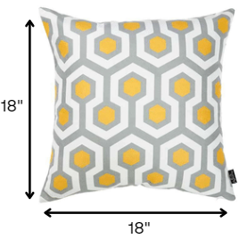 Yellow And Gray Geometric Circuit Throw Pillow