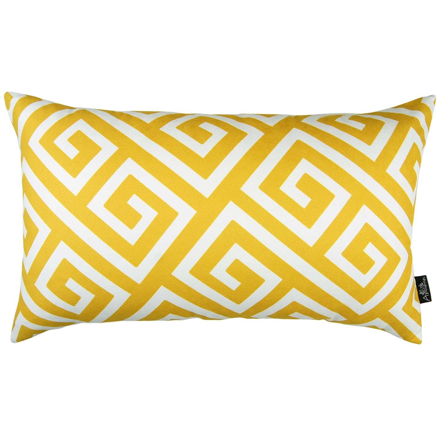 Yellow Greek Key Pattern Lumbar Throw Pillow