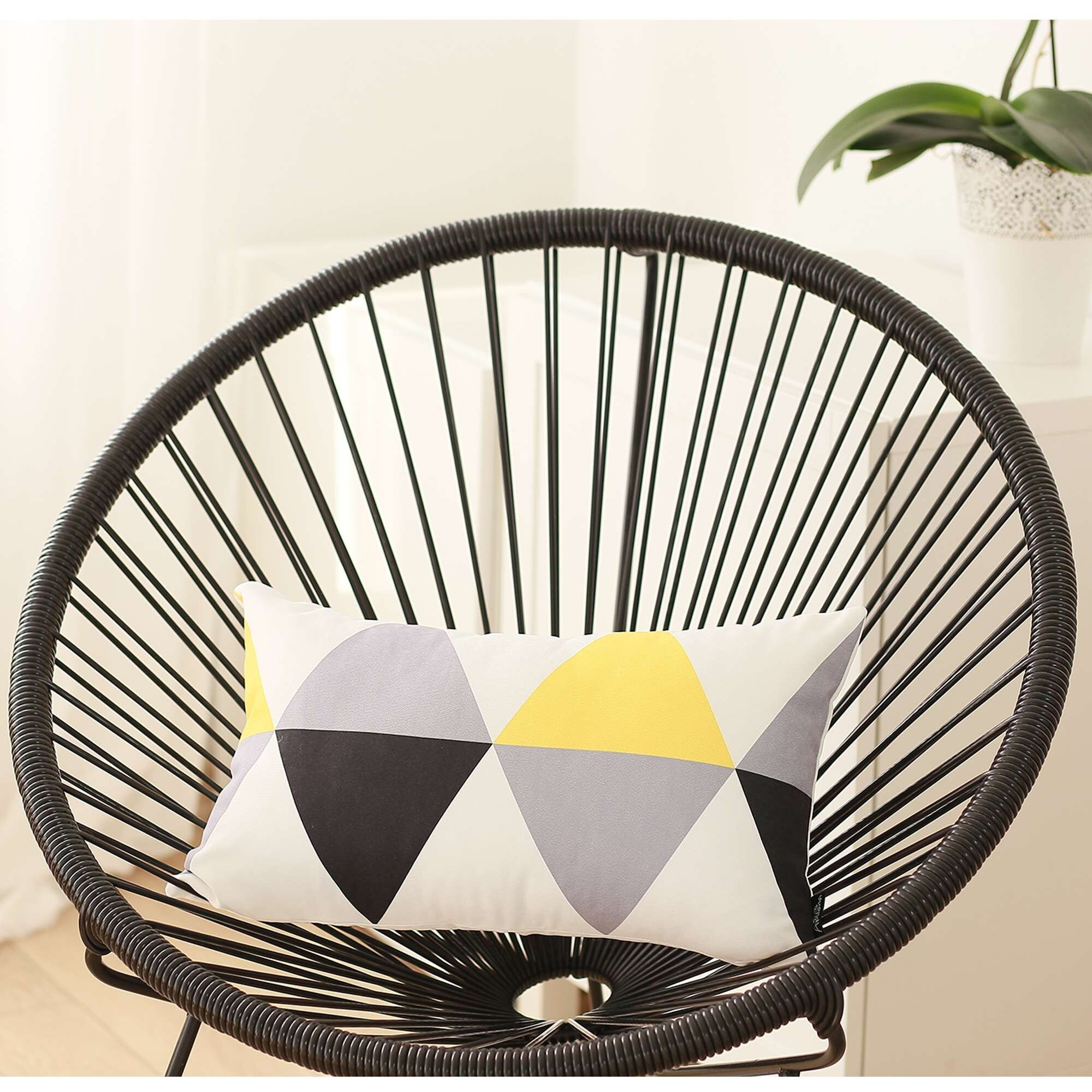 Yellow Gray Diamond Lumbar Throw Pillow