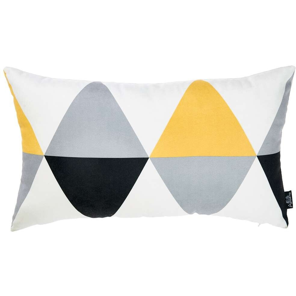 Yellow Gray Diamond Lumbar Throw Pillow