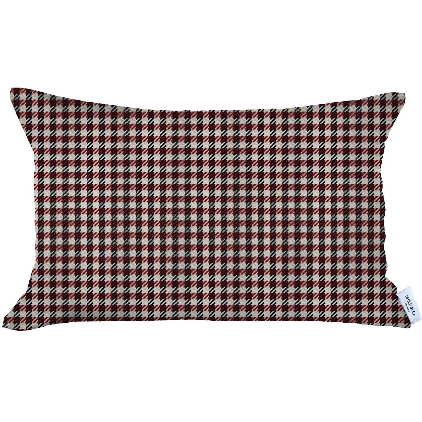 Red Houndstooth Lumbar Throw Pillow