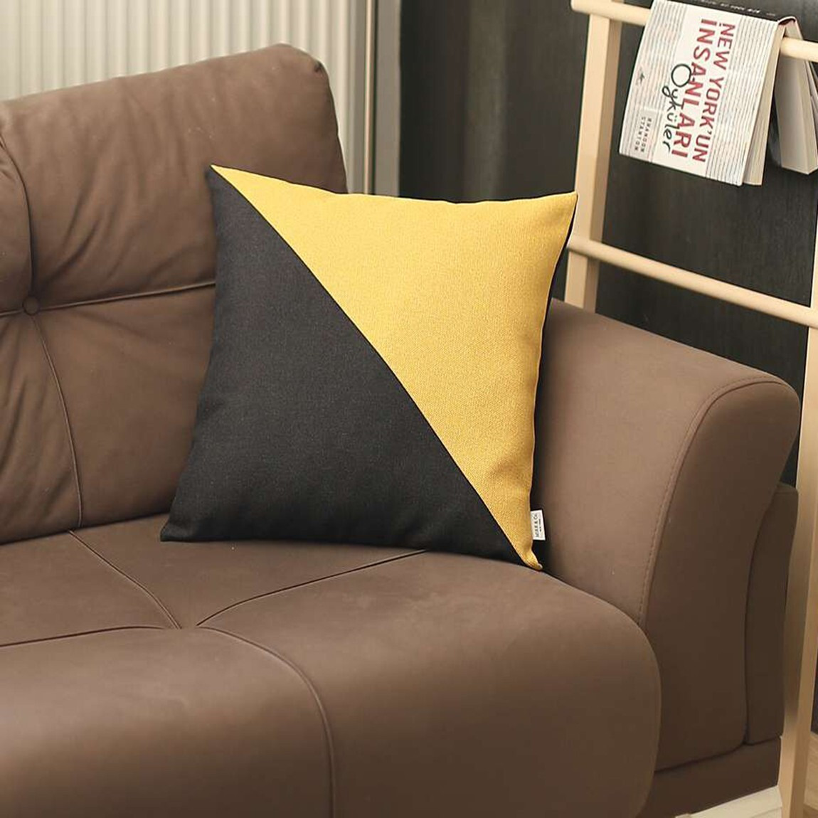 Yellow And Black Diagonal Decorative Throw Pillow