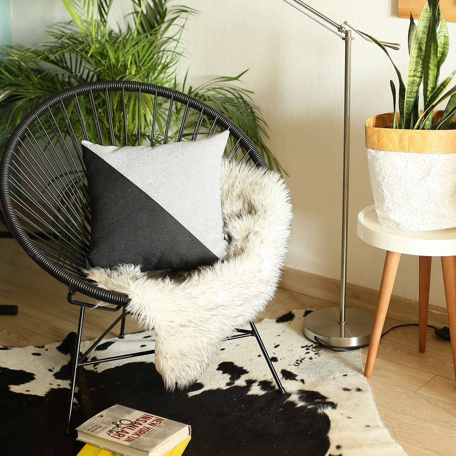 Gray And Black Diagonal Decorative Throw Pillow