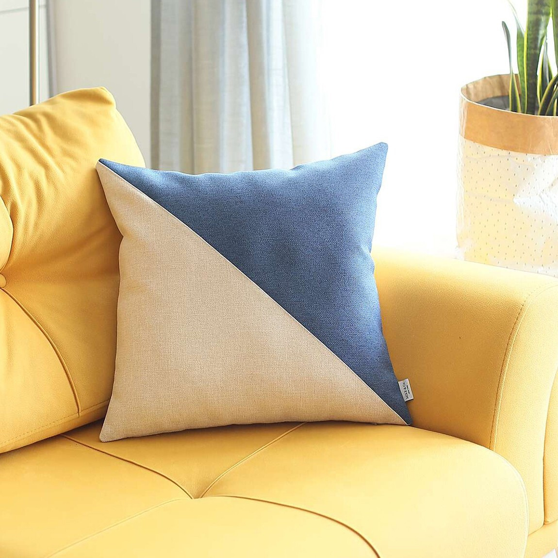 Blue And Ivory Diagonal Decorative Throw Pillow