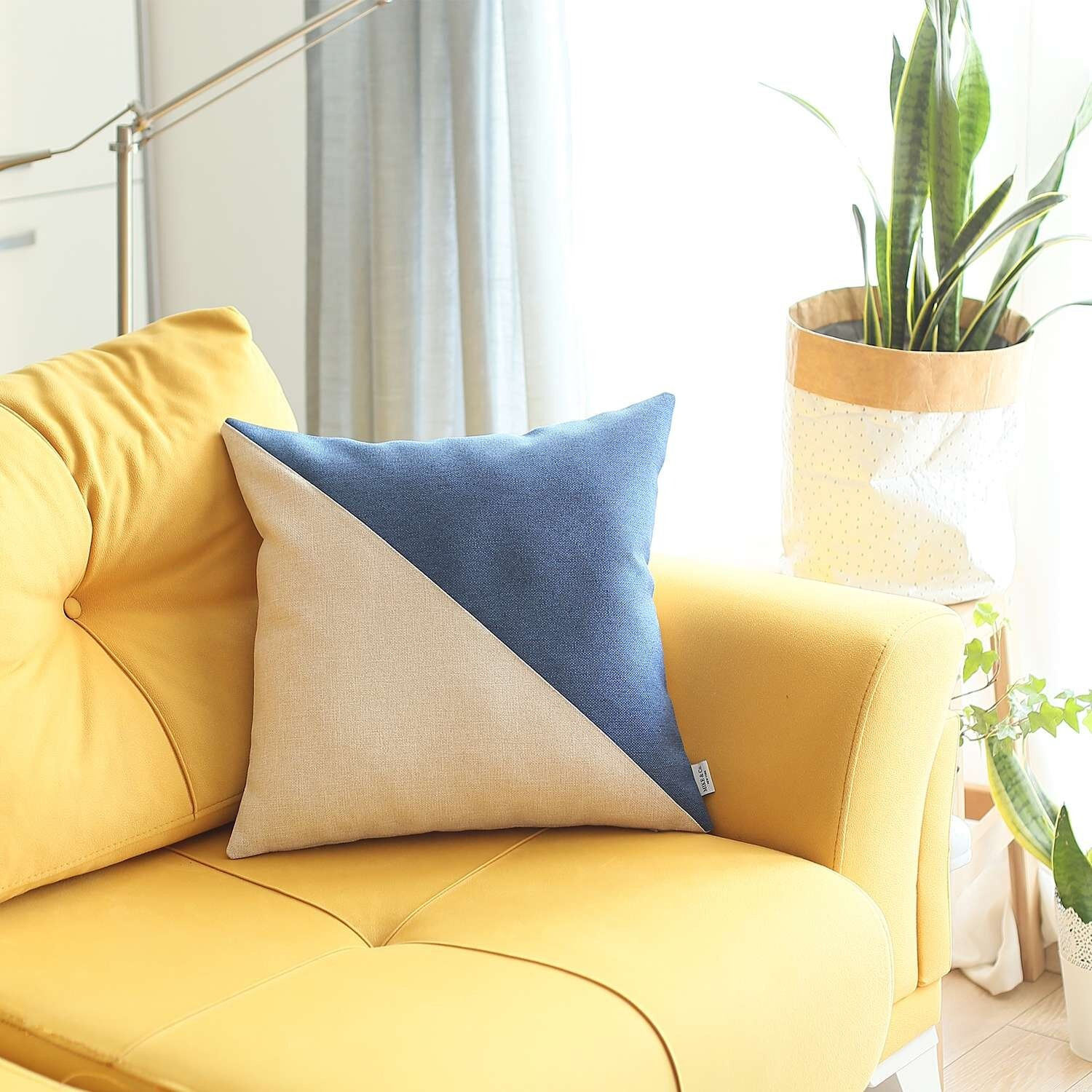 Blue And Ivory Diagonal Decorative Throw Pillow