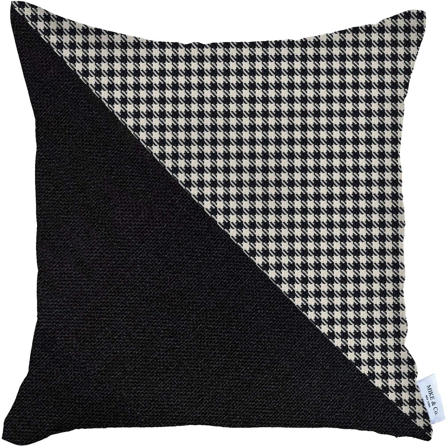Black Houndstooth Modern Decorative Throw Pillow