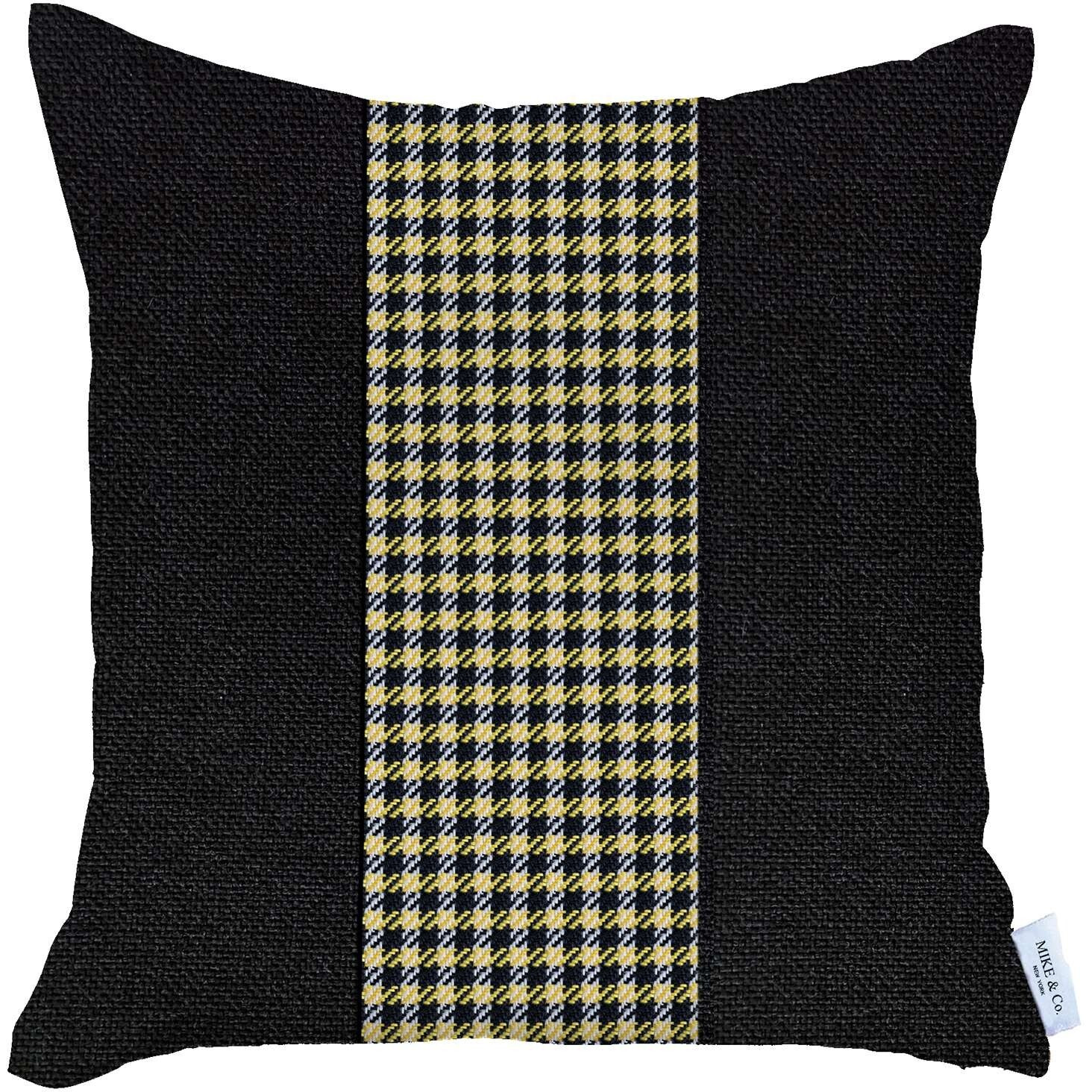 Black And Yellow Houndstooth Throw Pillow