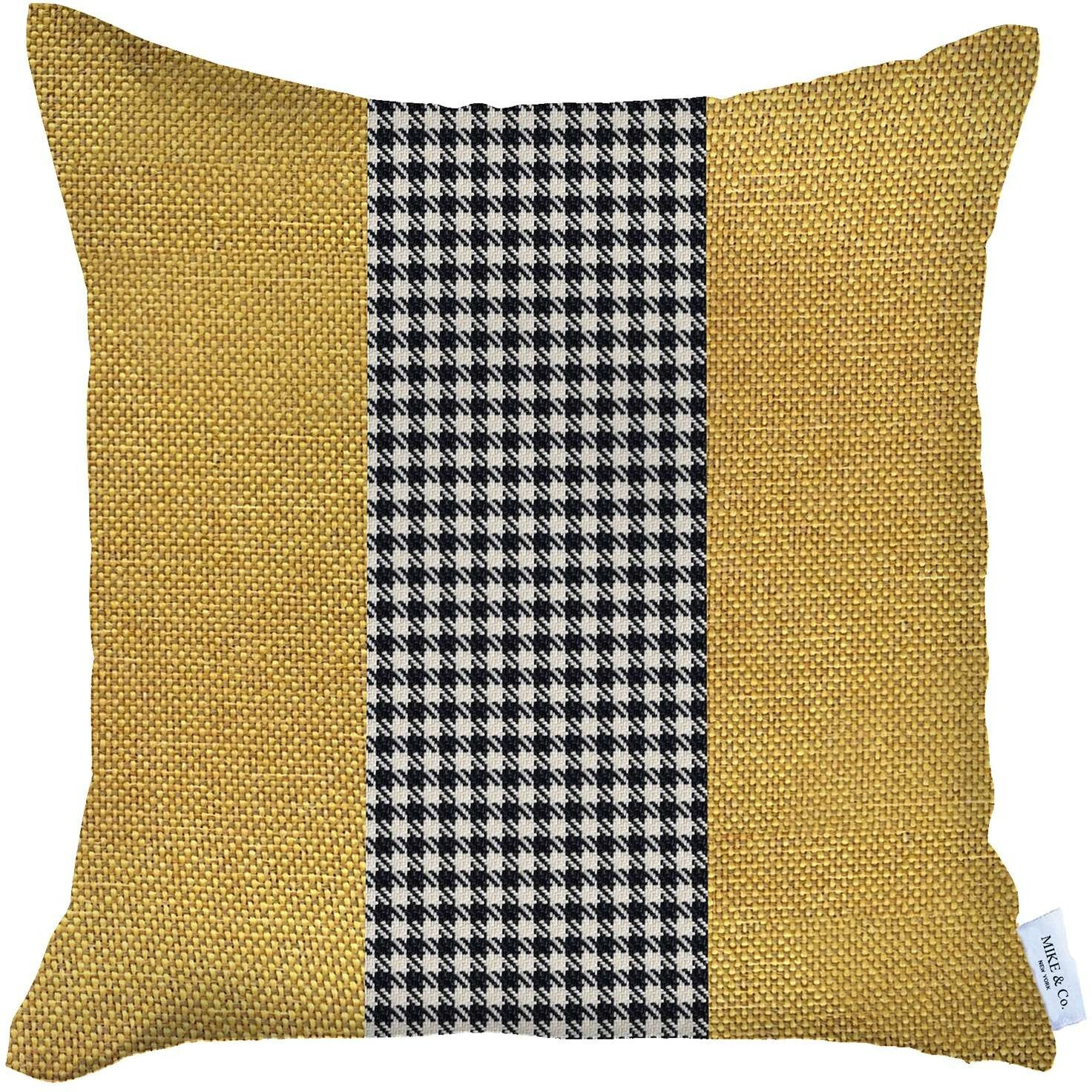 Yellow And Black Houndstooth Throw Pillow