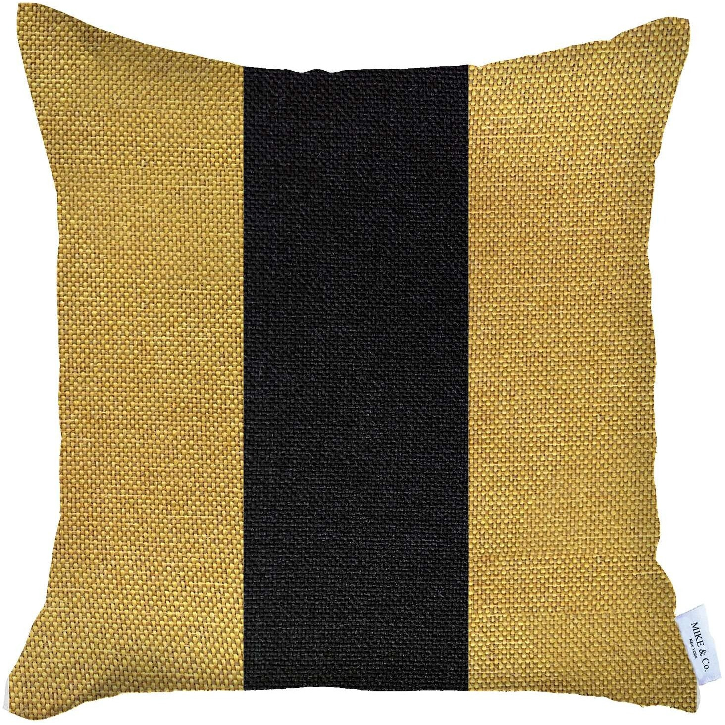 Yellow And Black Centered Strap Throw Pillow