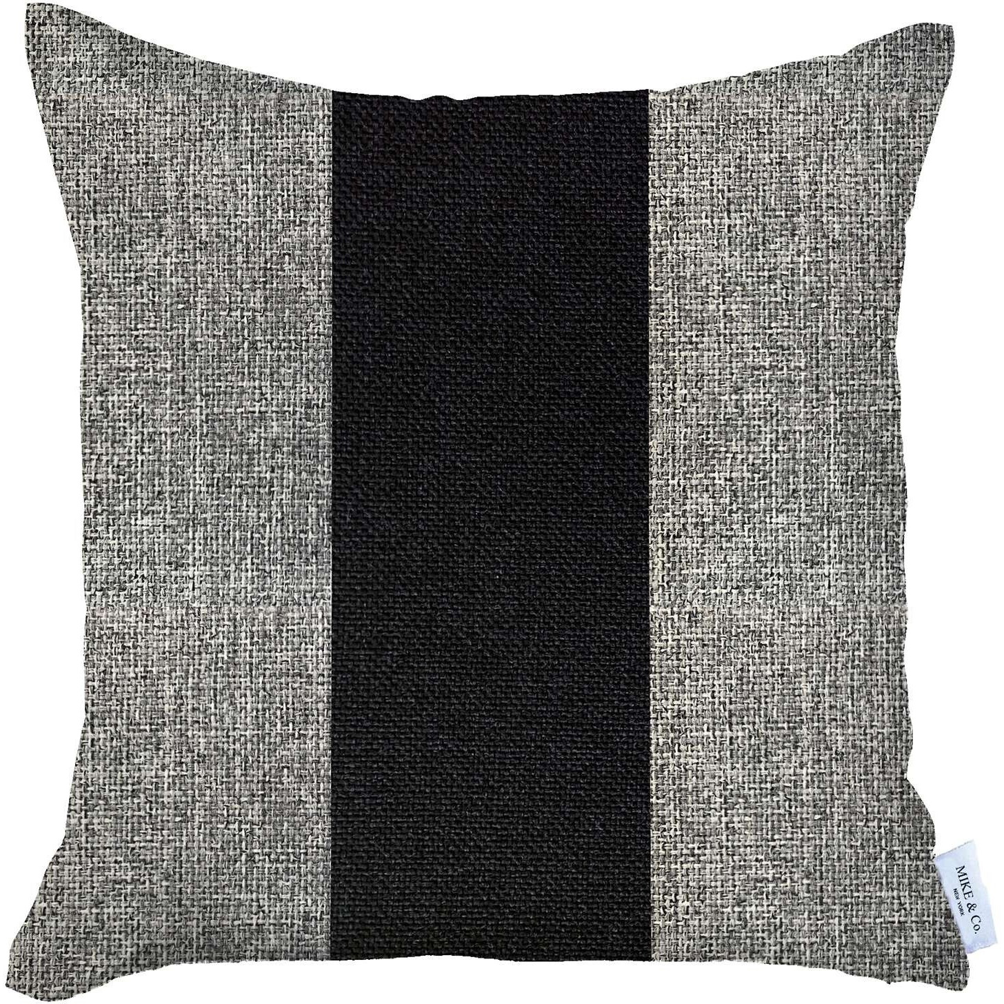 Gray And Black Centered Strap Throw Pillow