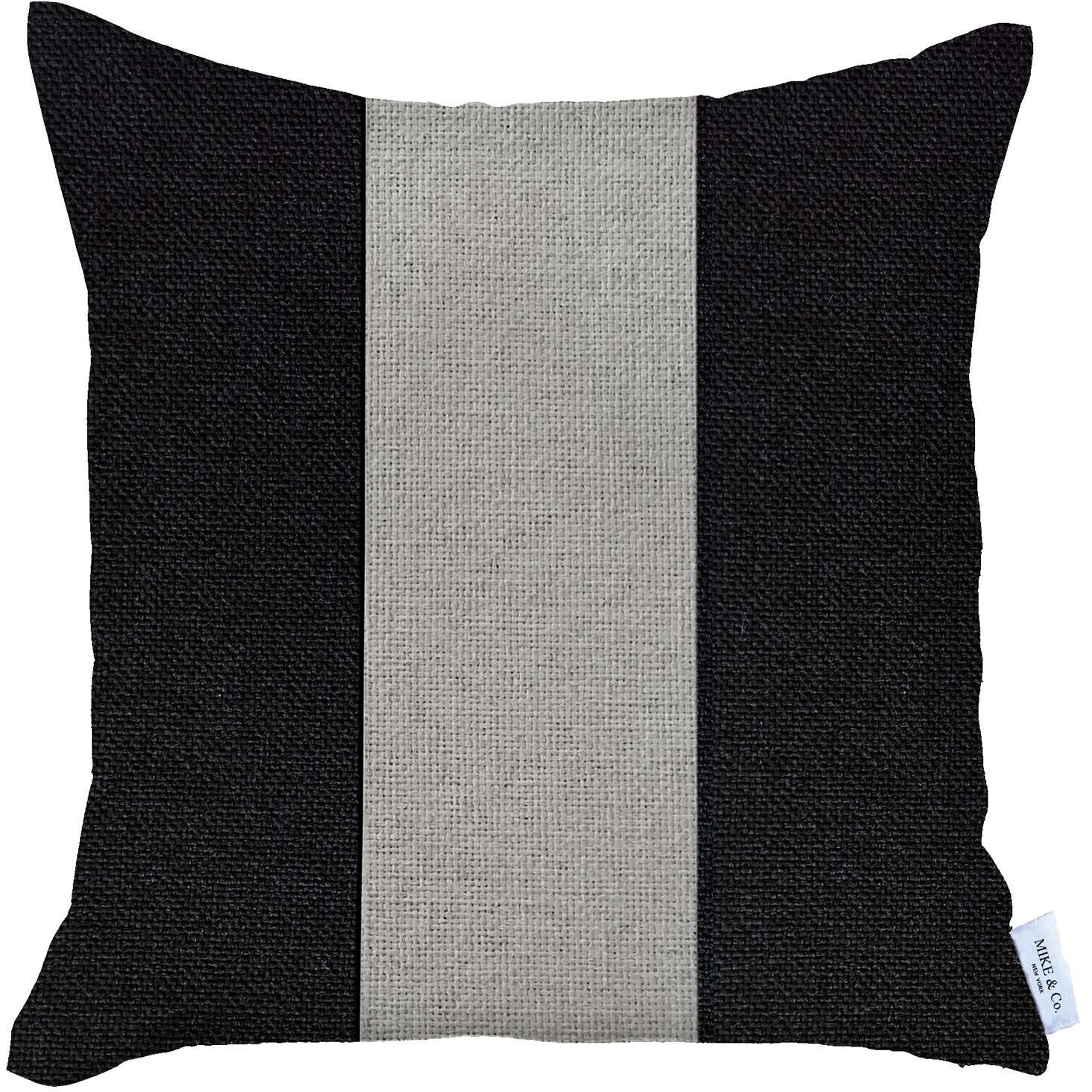 Black And White Centered Strap Throw Pillow