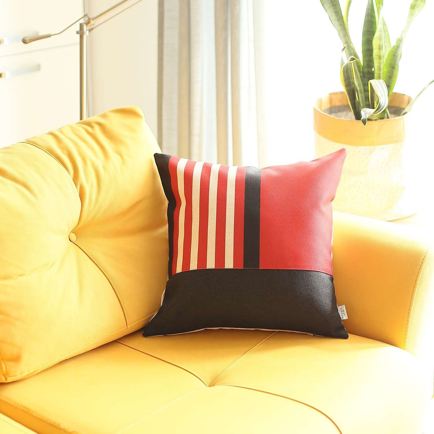 Red And Black Printed Geometric Throw Pillow