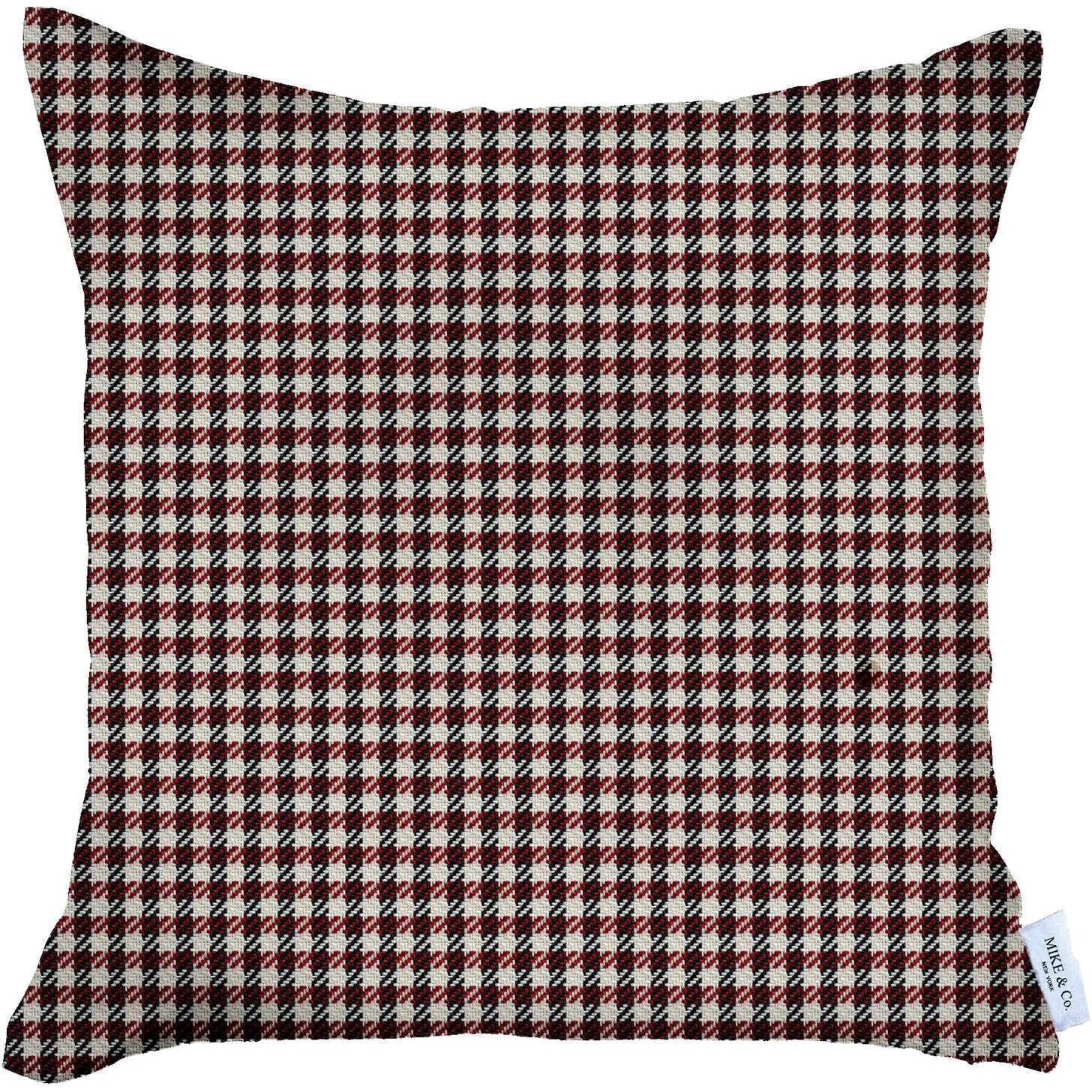 Maroon Red Houndstooth Pattern Throw Pillow