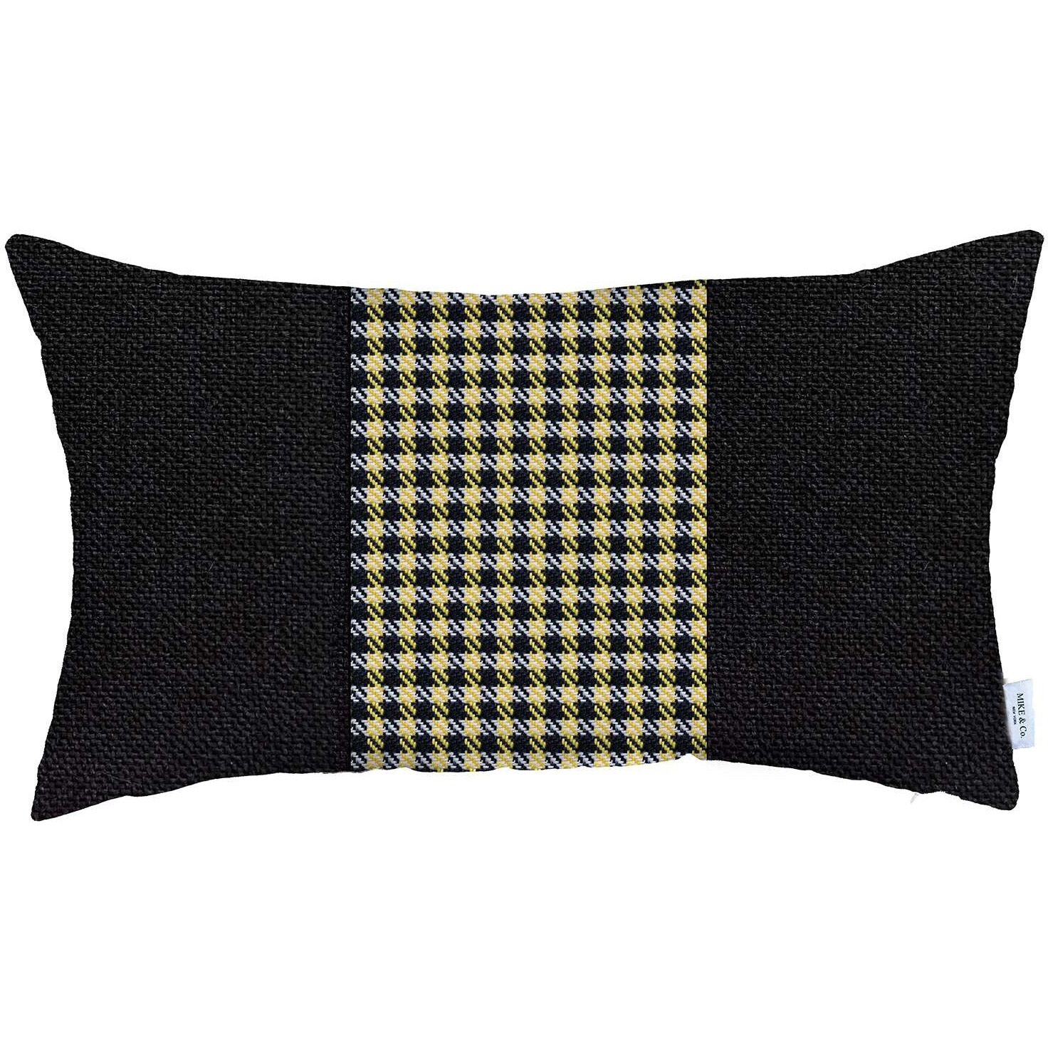 Yellow And Black Houndstooth Lumbar Throw Pillow
