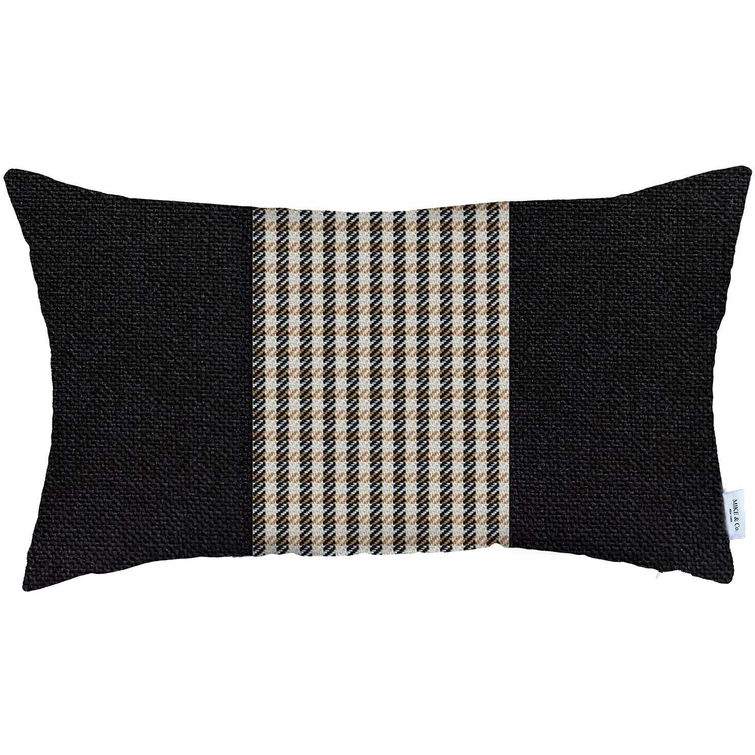 Tan And Black Houndstooth Lumbar Throw Pillow