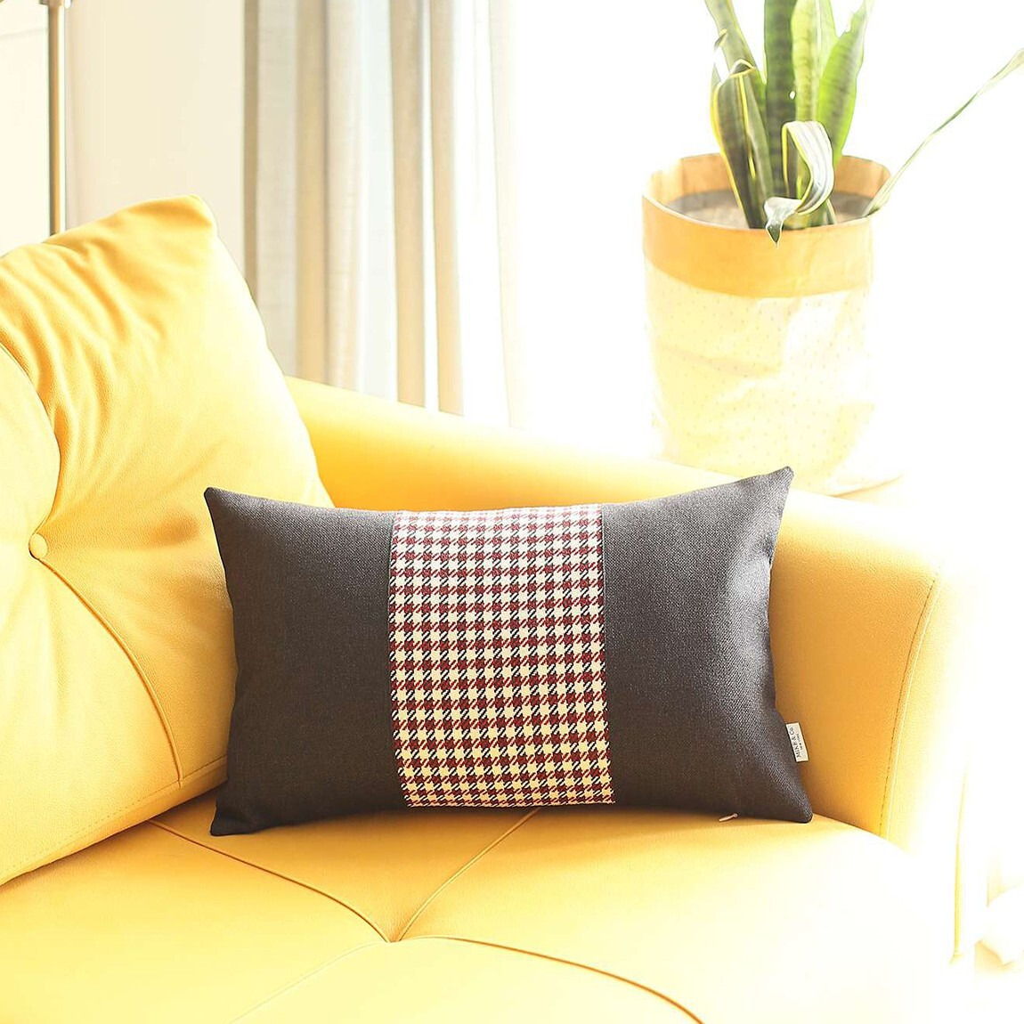 Red And Black Houndstooth Lumbar Throw Pillow