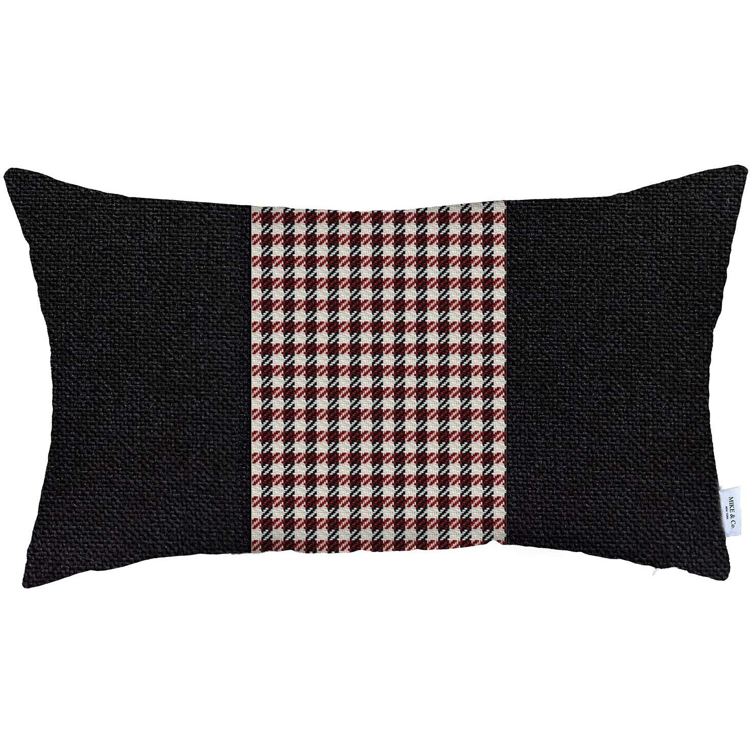 Red And Black Houndstooth Lumbar Throw Pillow