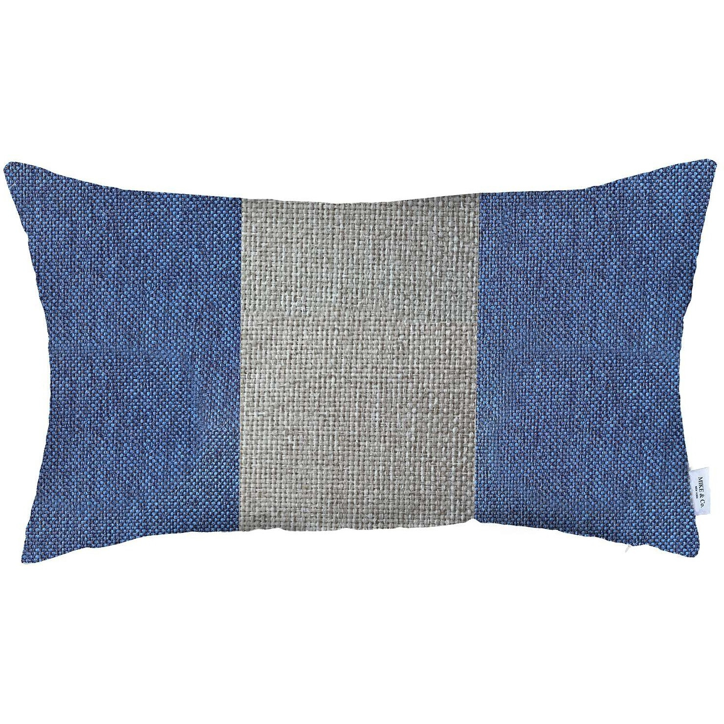 Blue And White Midsection Lumbar Throw Pillow