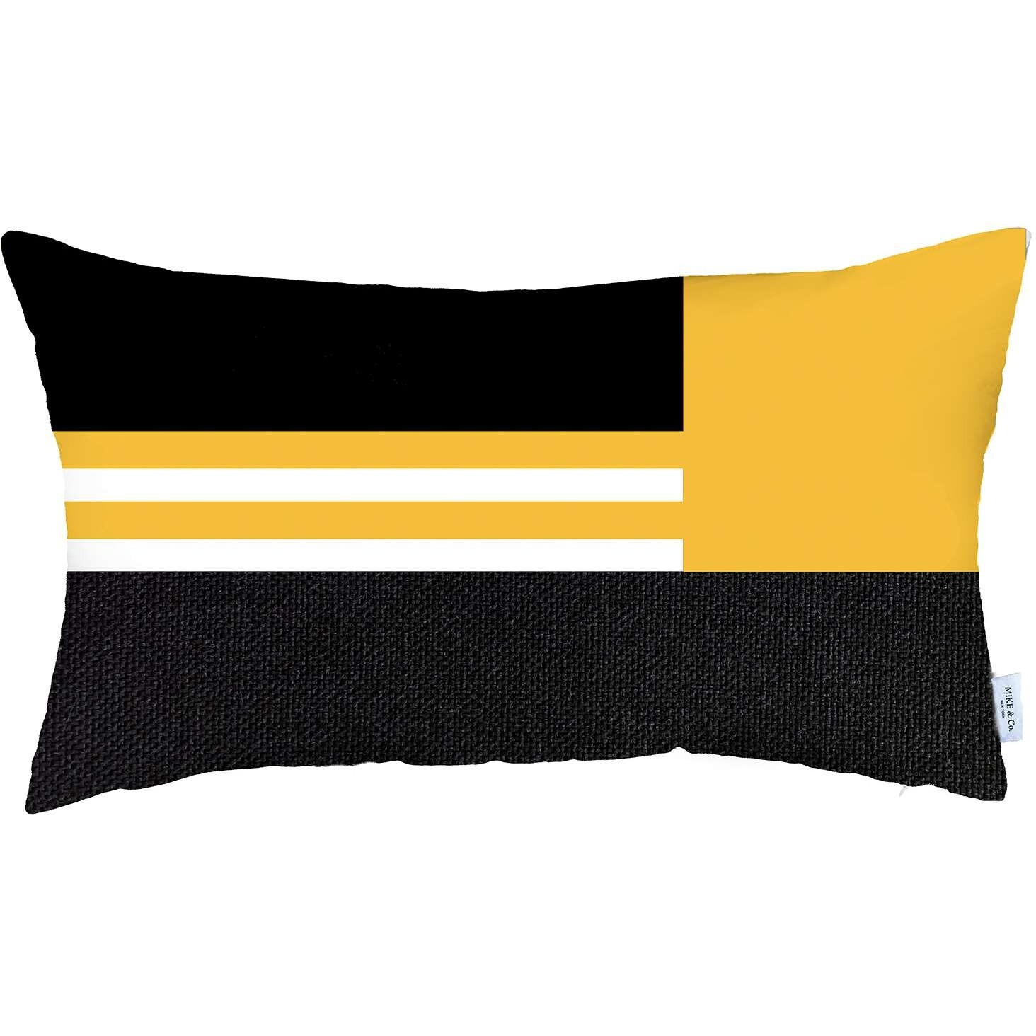 Yellow And Black Geometric Lumbar Throw Pillow