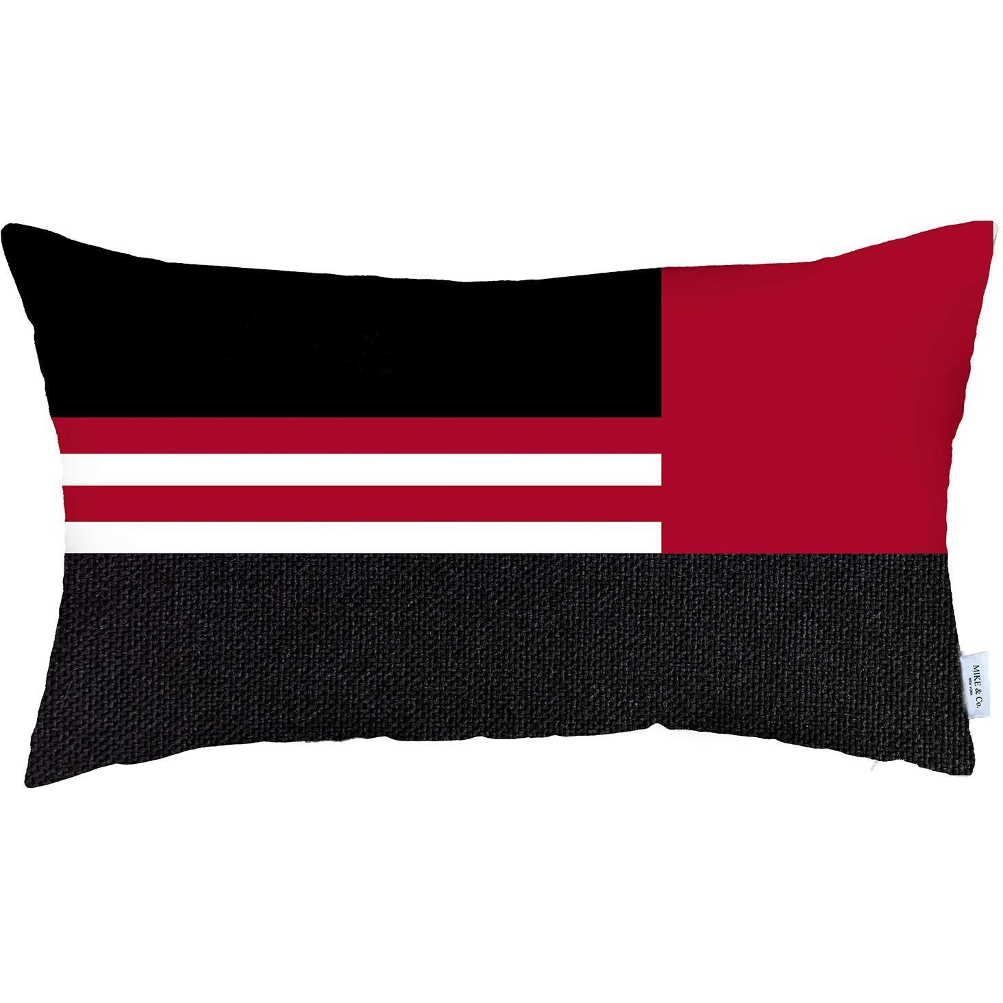Red And Black Geometric Lumbar Throw Pillow