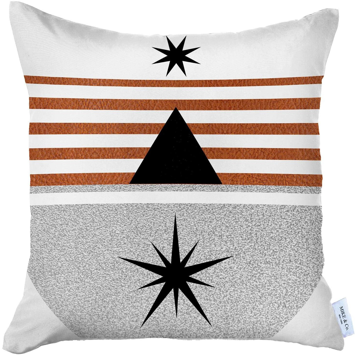 Orange And Ivory Geometric Striped Throw Pillow