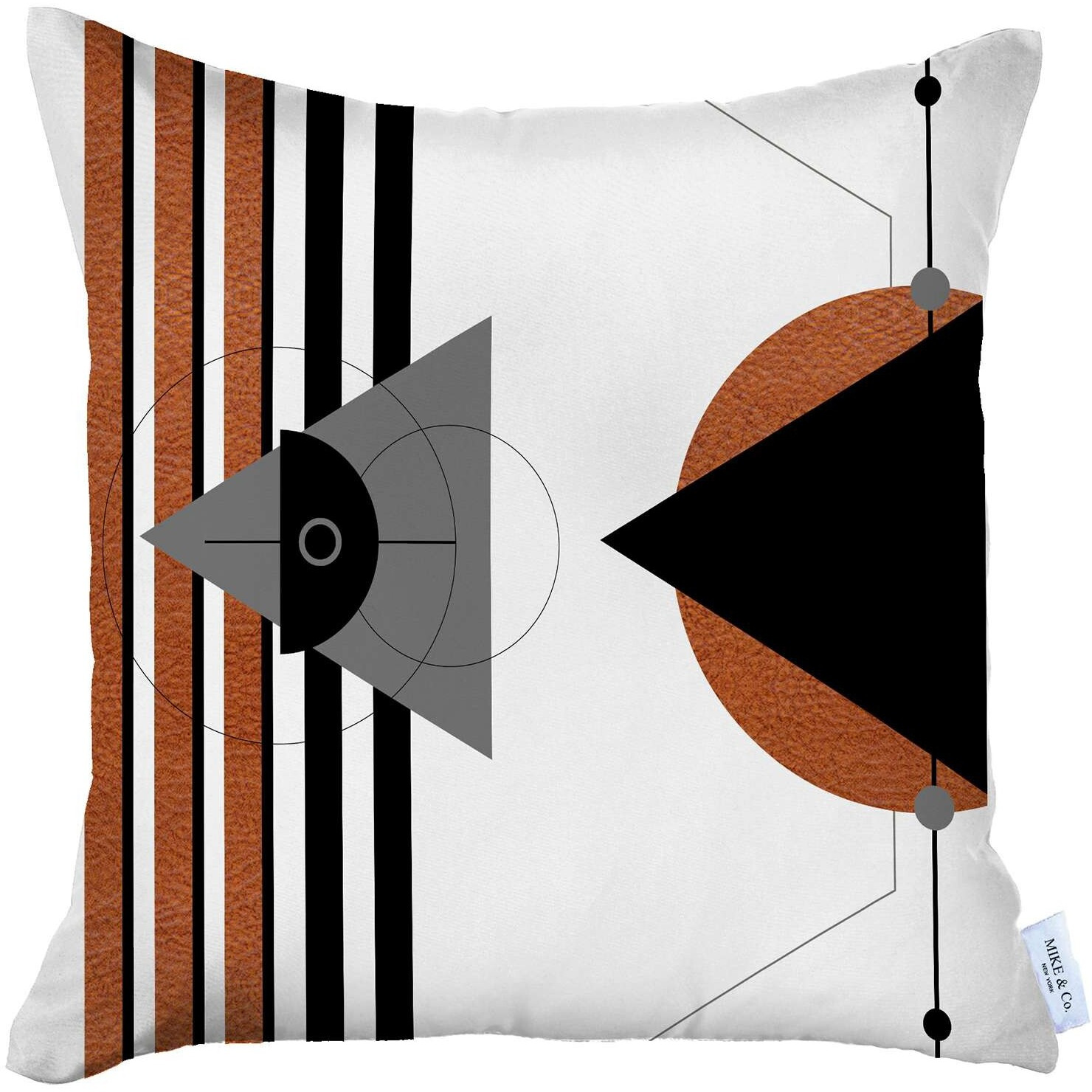Orange And White Modern Geometric Throw Pillow