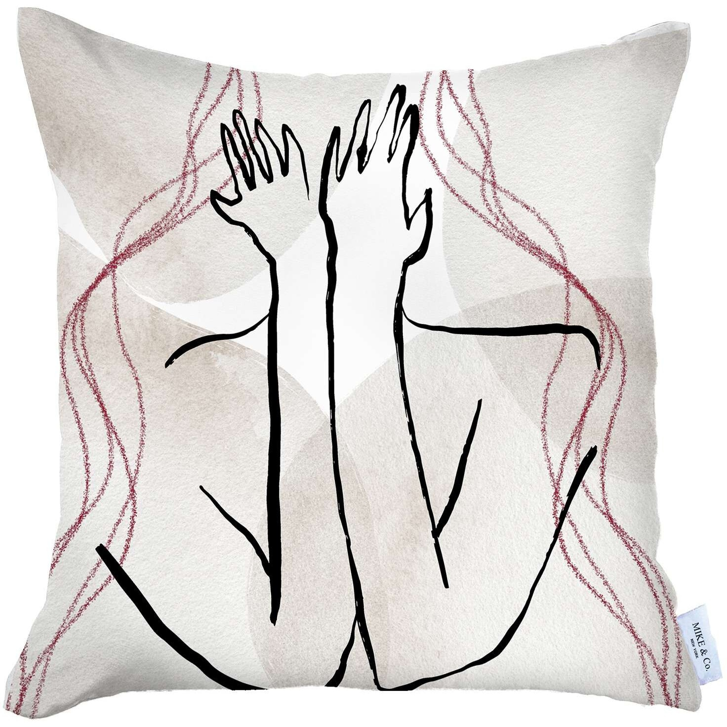 White Hiding Face Printed Throw Pillow