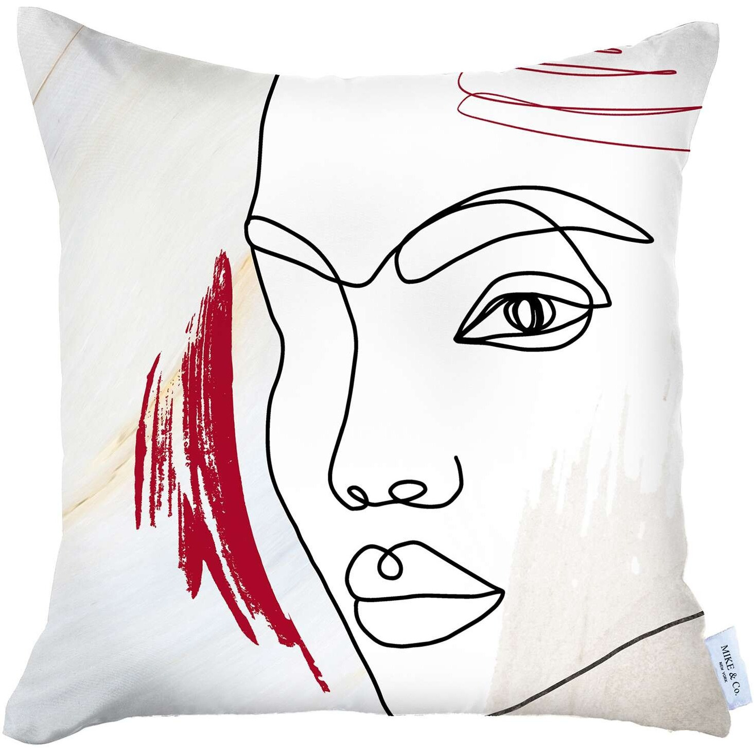 White Printed Face Boho Chic Throw Pillow