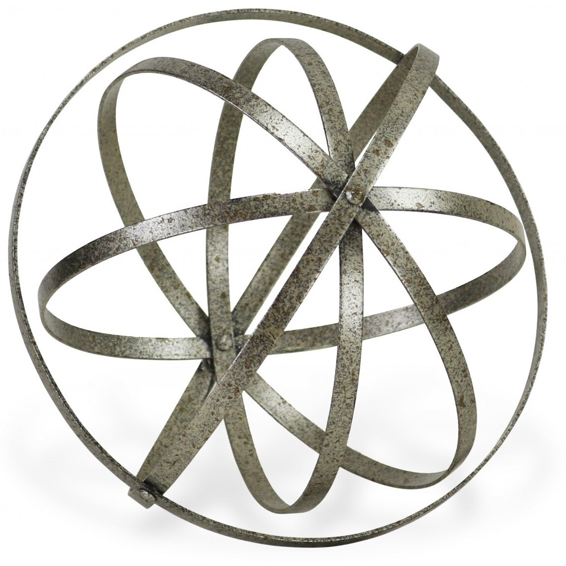 10"" Speckled Gray Metal Orb Decorative Sculpture