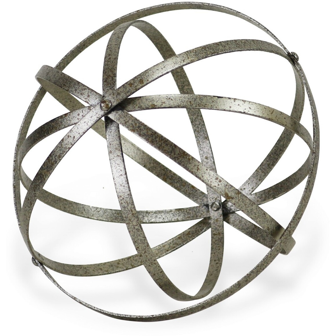10"" Speckled Gray Metal Orb Decorative Sculpture