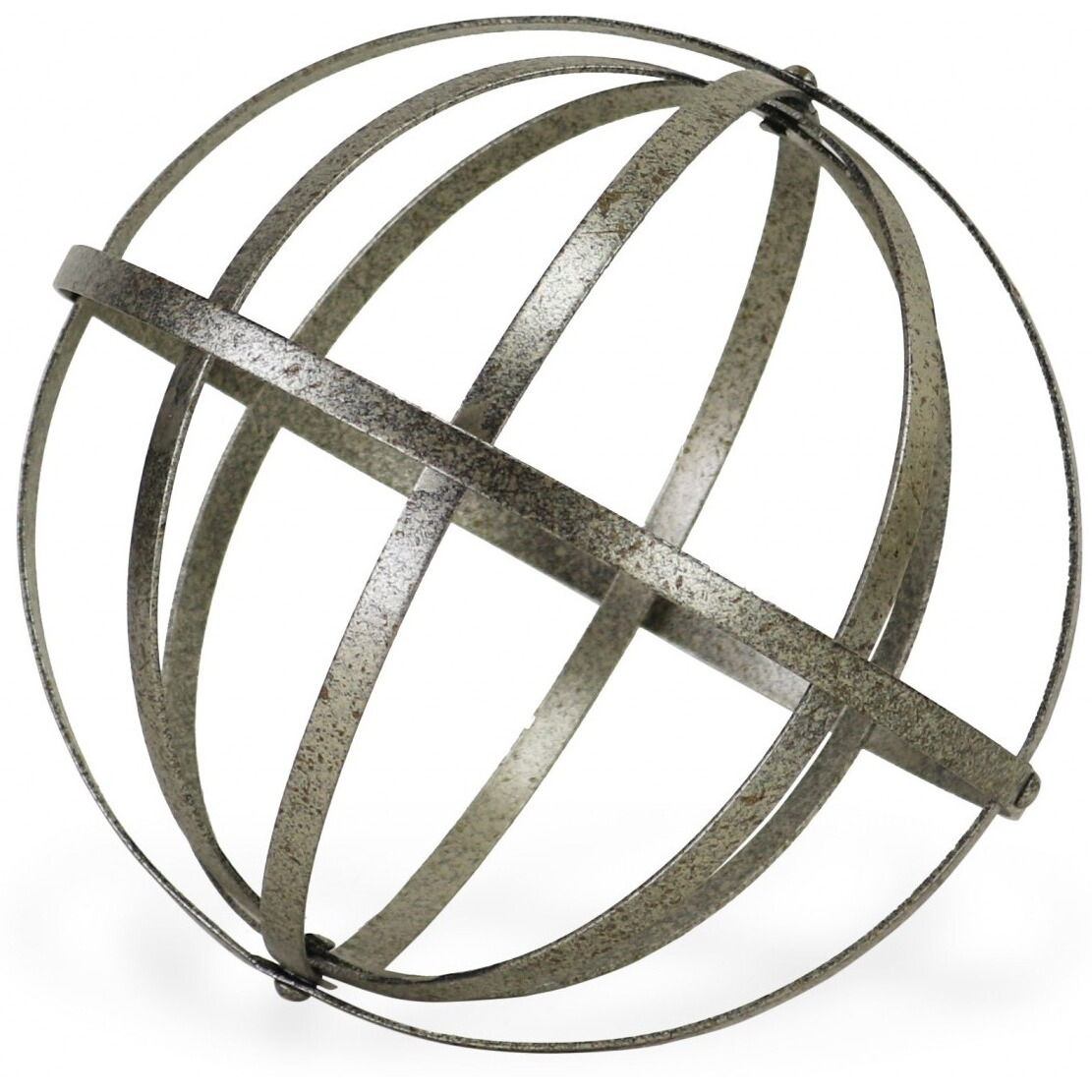 10"" Speckled Gray Metal Orb Decorative Sculpture