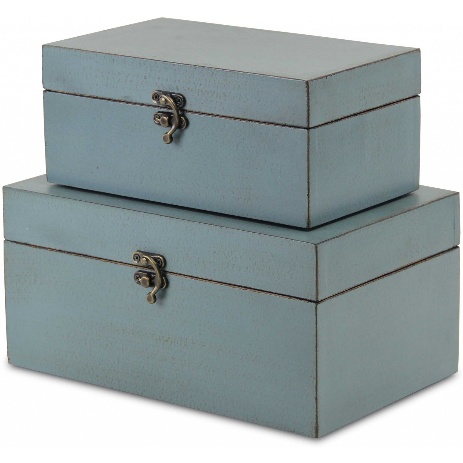 Set Of Two Pale Blue Wooden Storage Boxes