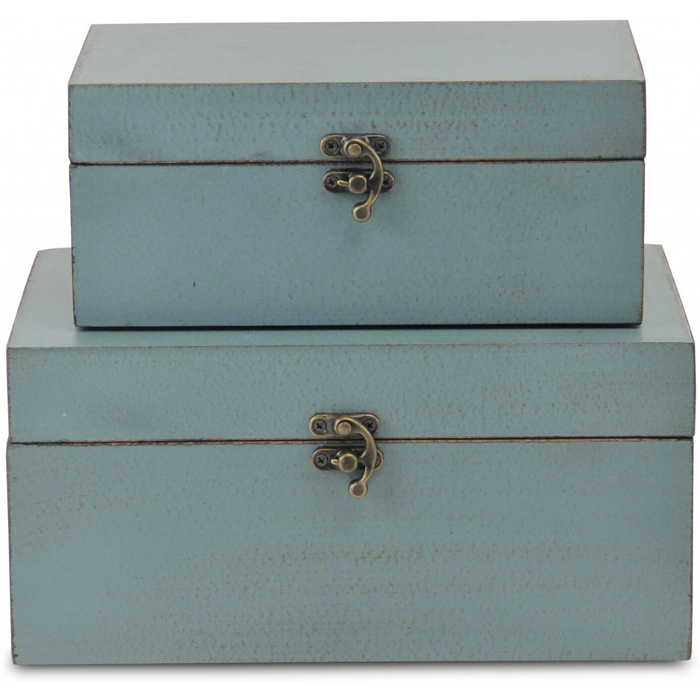 Set Of Two Pale Blue Wooden Storage Boxes