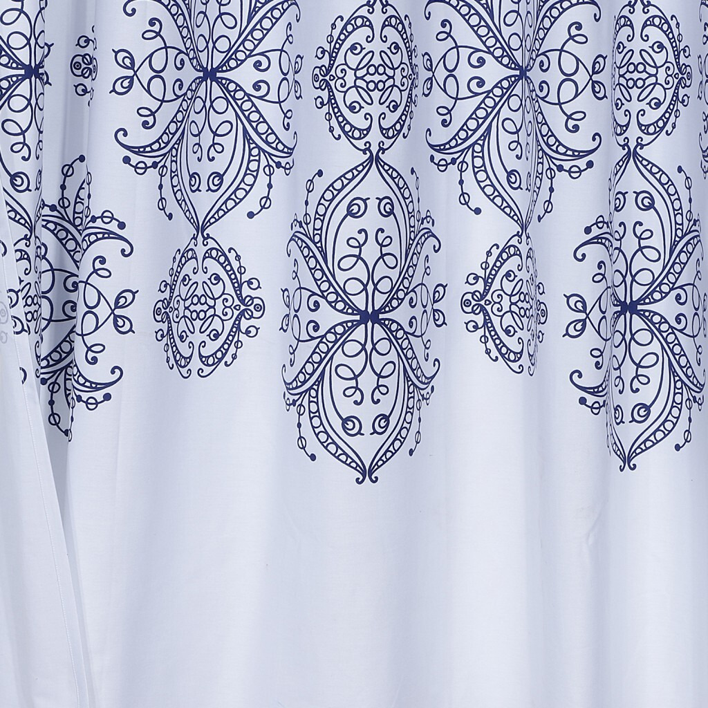 Navy And White Decorative Shower Curtain