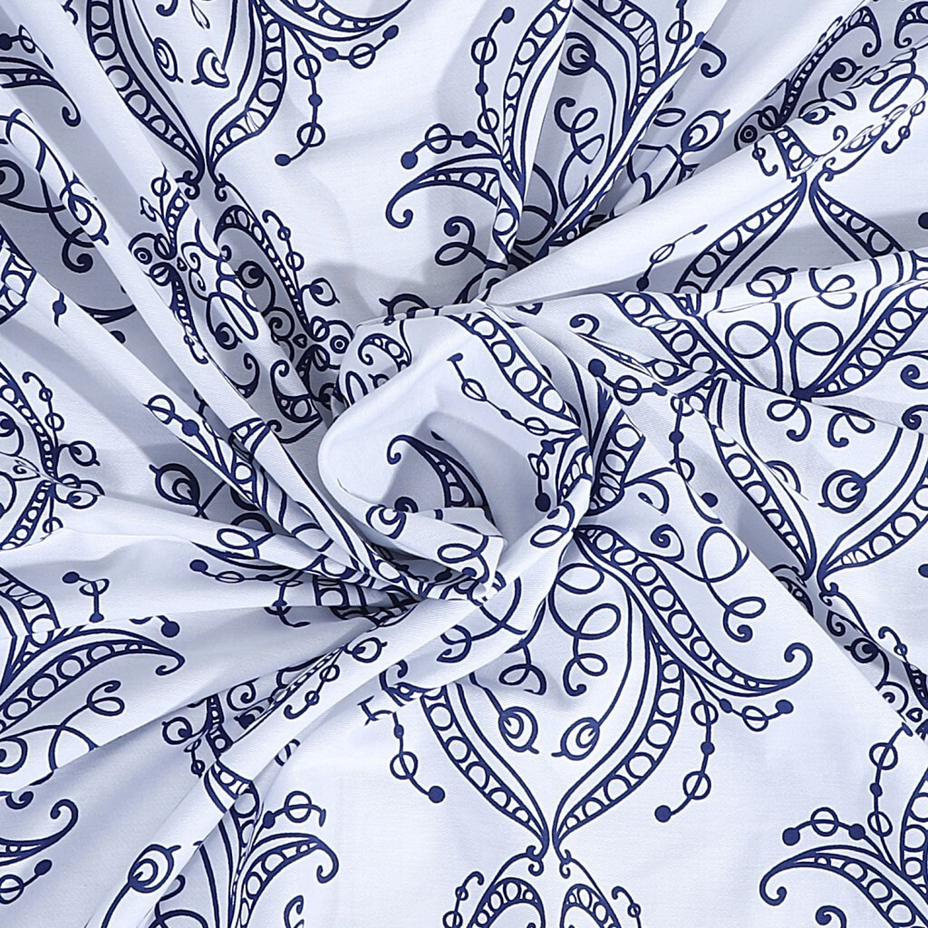 Navy And White Decorative Shower Curtain