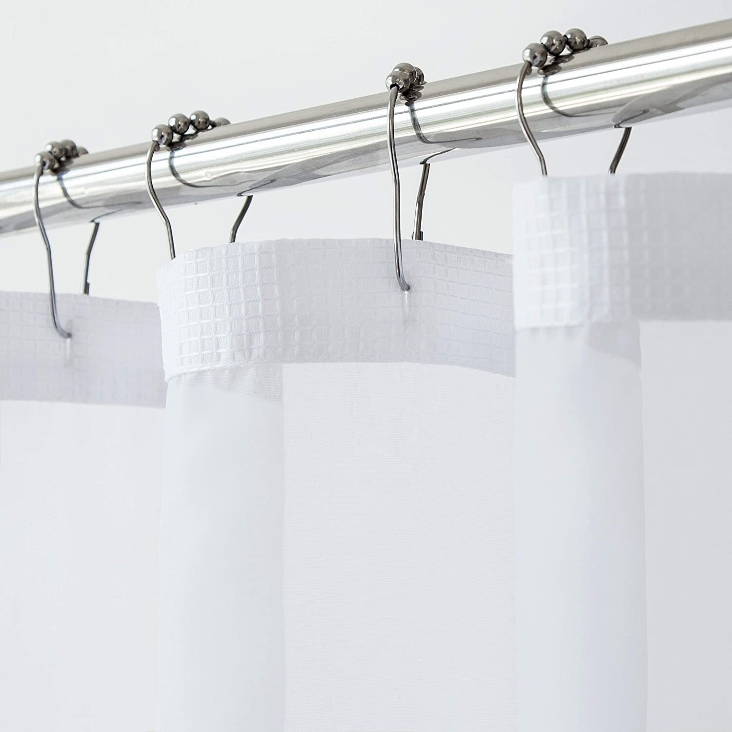 White Sheer And Grid Shower Curtain And Liner Set