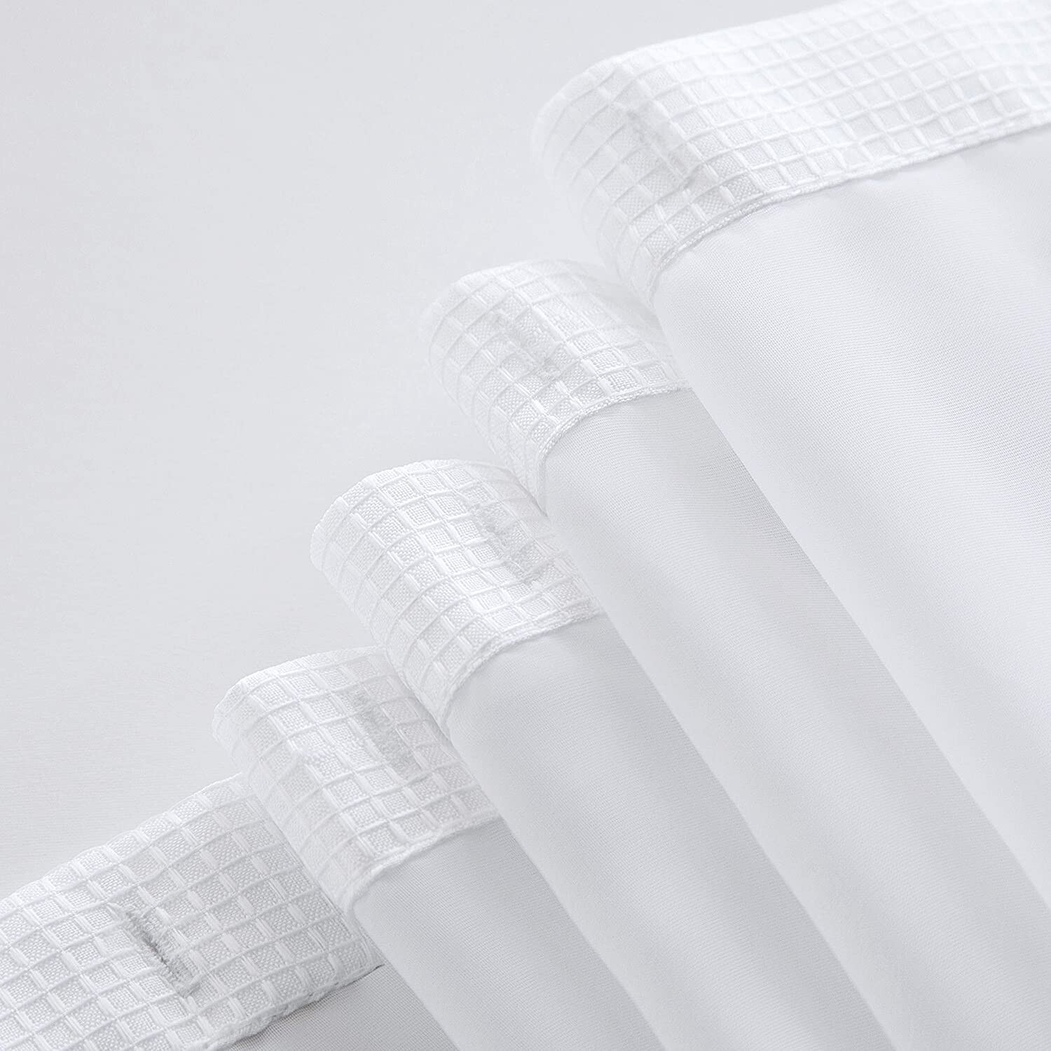 White Sheer And Grid Shower Curtain And Liner Set