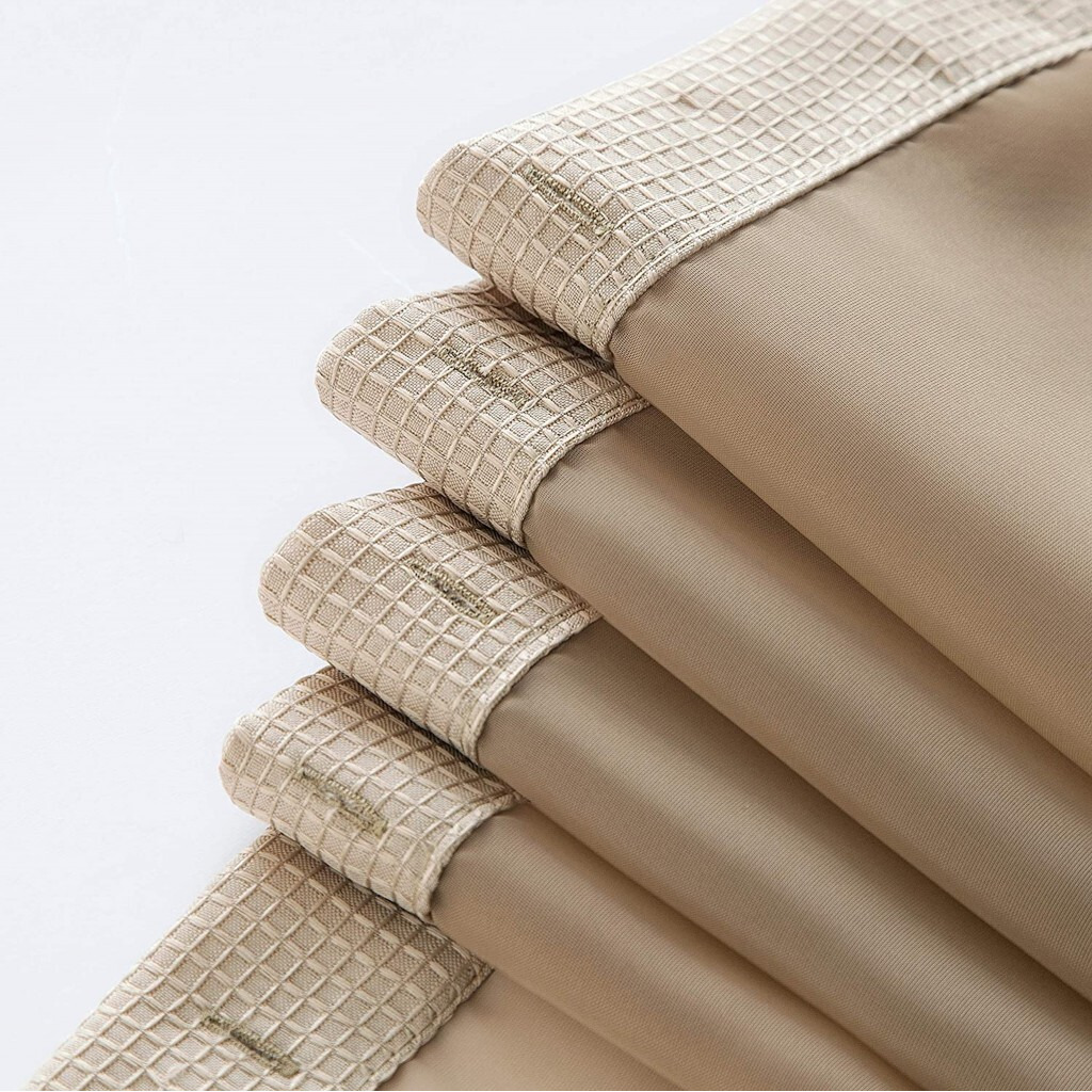 Mocha Sheer And Grid Shower Curtain And Liner Set